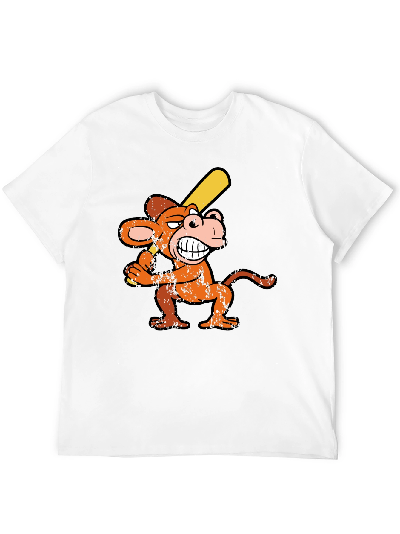 Monkey Baseball Player Graphic Tee - Novelty T-Shirt