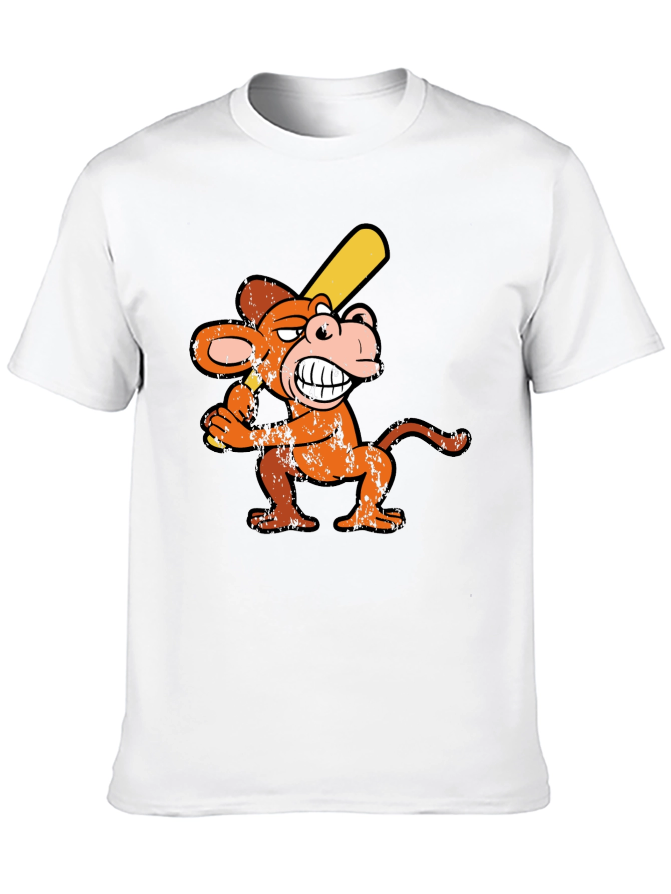 Monkey Baseball Player Graphic Tee - Novelty T-Shirt