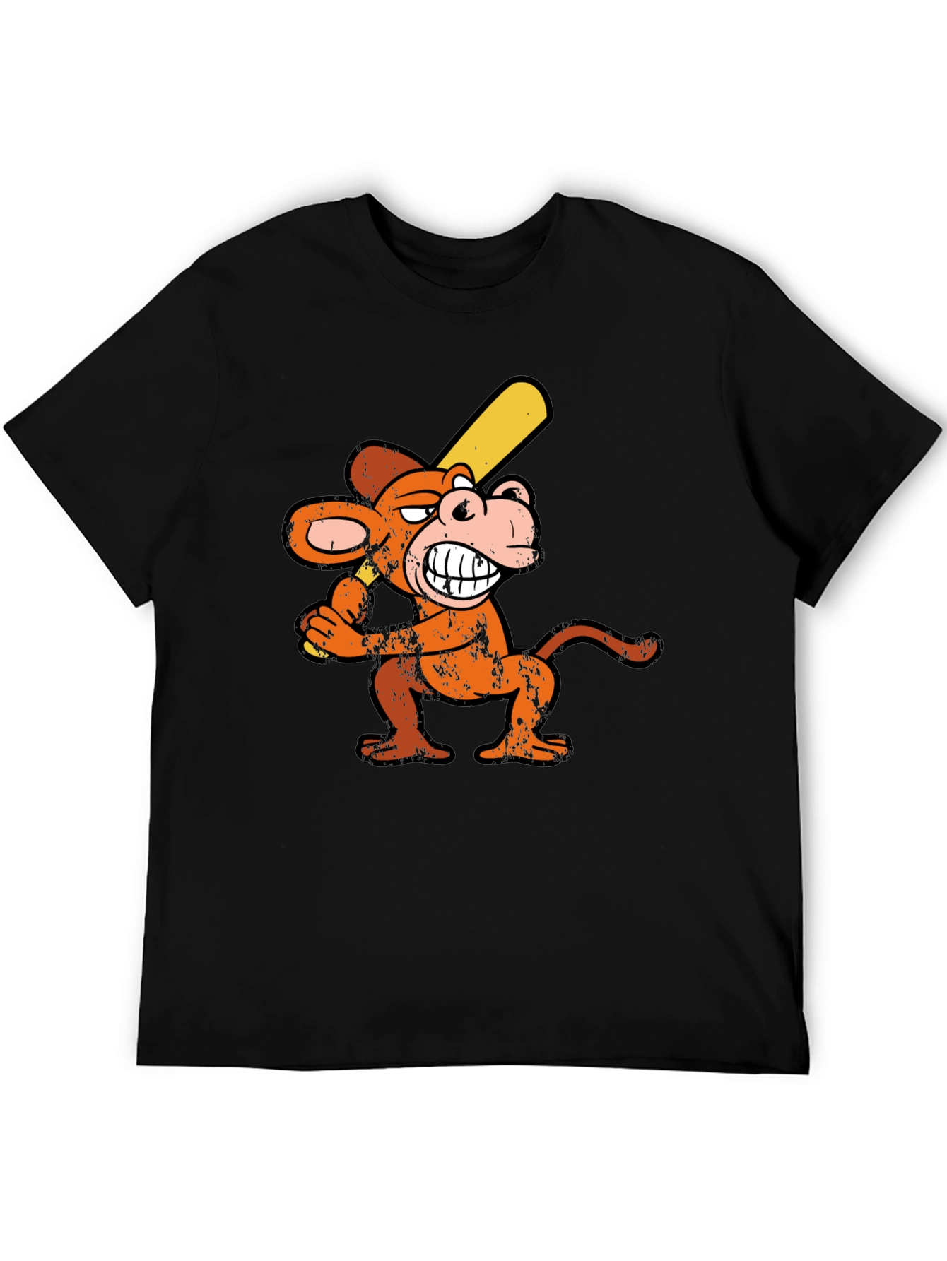 Monkey Baseball Player Graphic Tee - Novelty T-Shirt