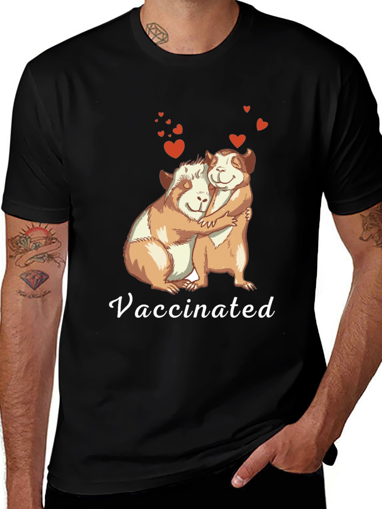 Vaccinated Guinea Pig Hug T-Shirt