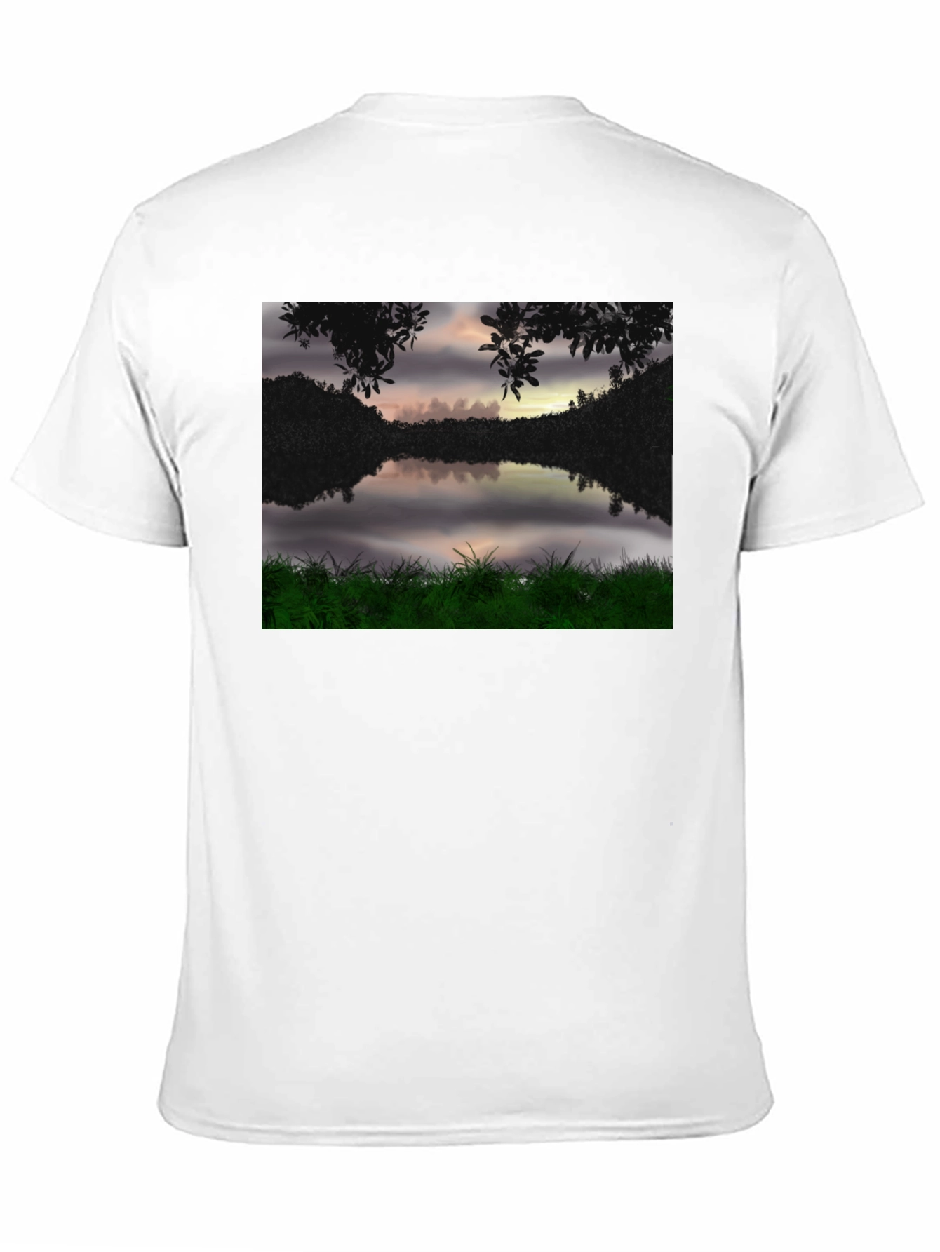 Nature Lake Scene Black T-Shirt