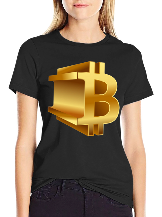 Gold Bitcoin Logo Black T-Shirt