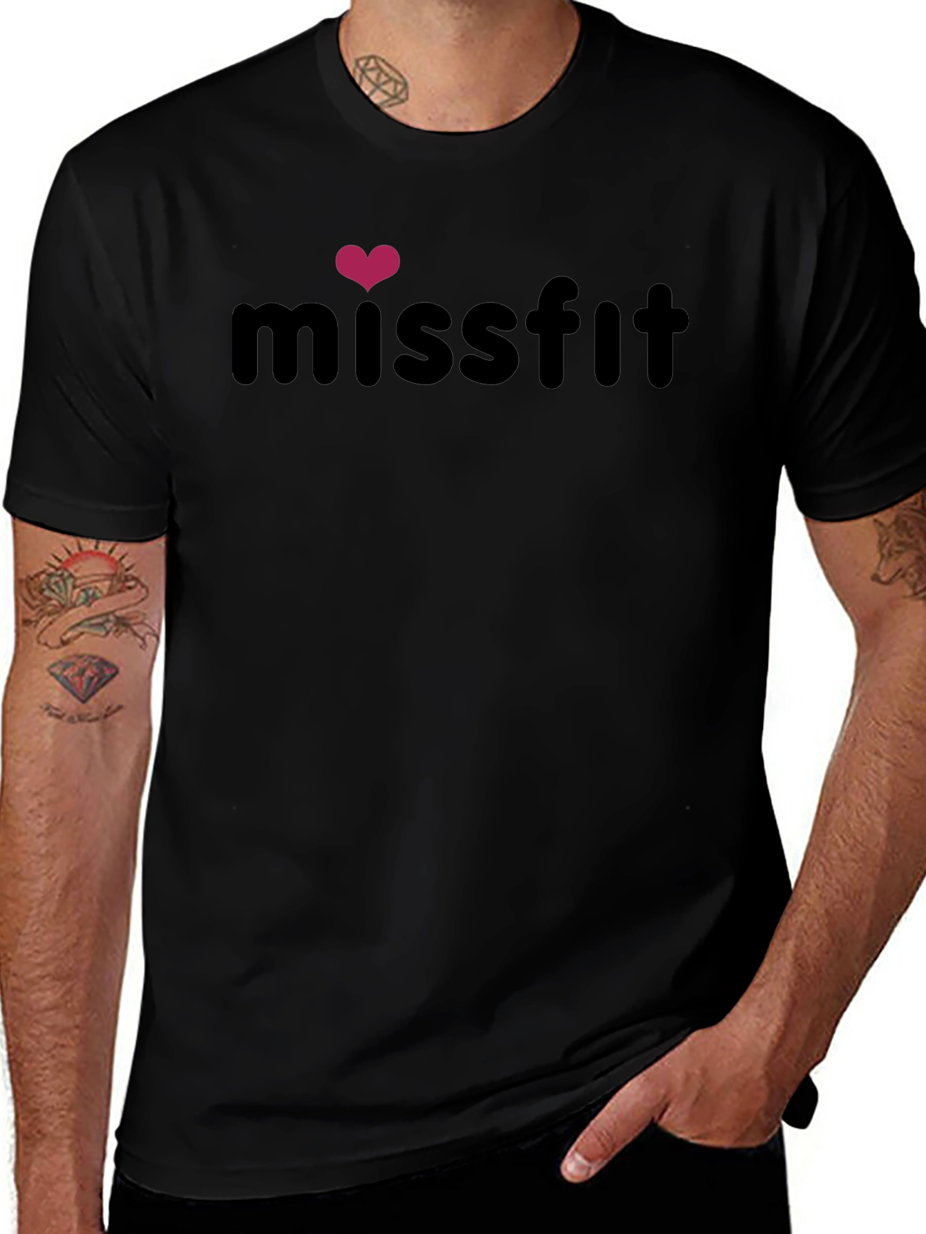 Misfit Heart Graphic Tee - Stylish Black T-Shirt