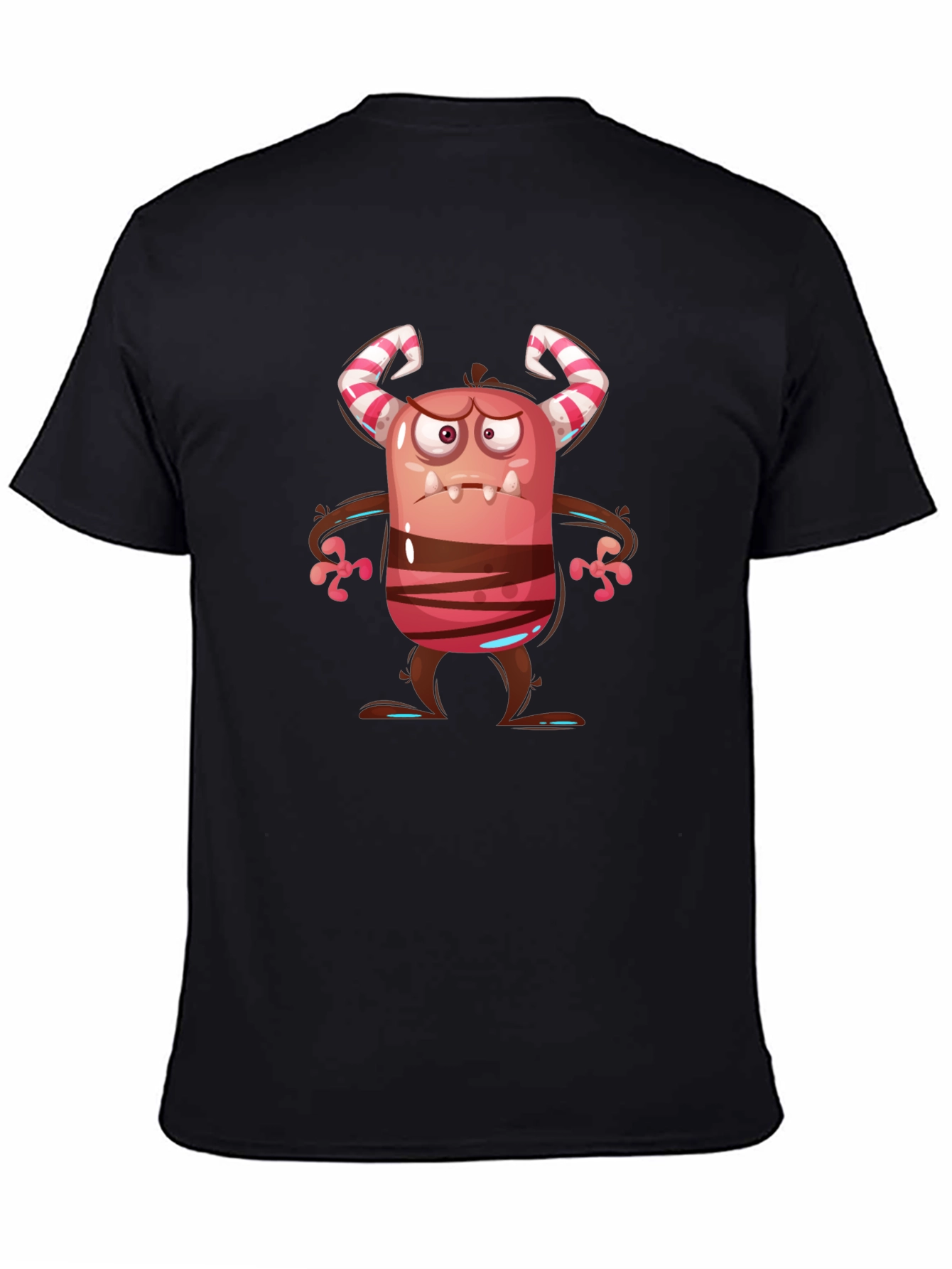 Cartoon Monster Graphic Tee - Unique Black T-Shirt
