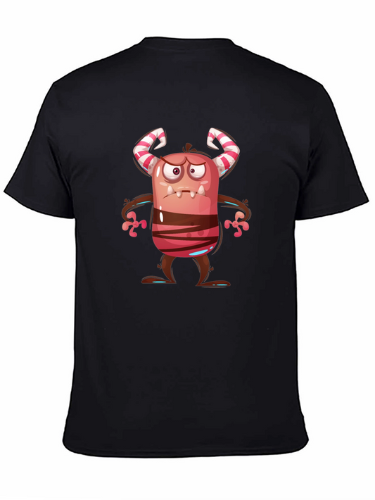 Cartoon Monster Graphic Tee - Unique Black T-Shirt