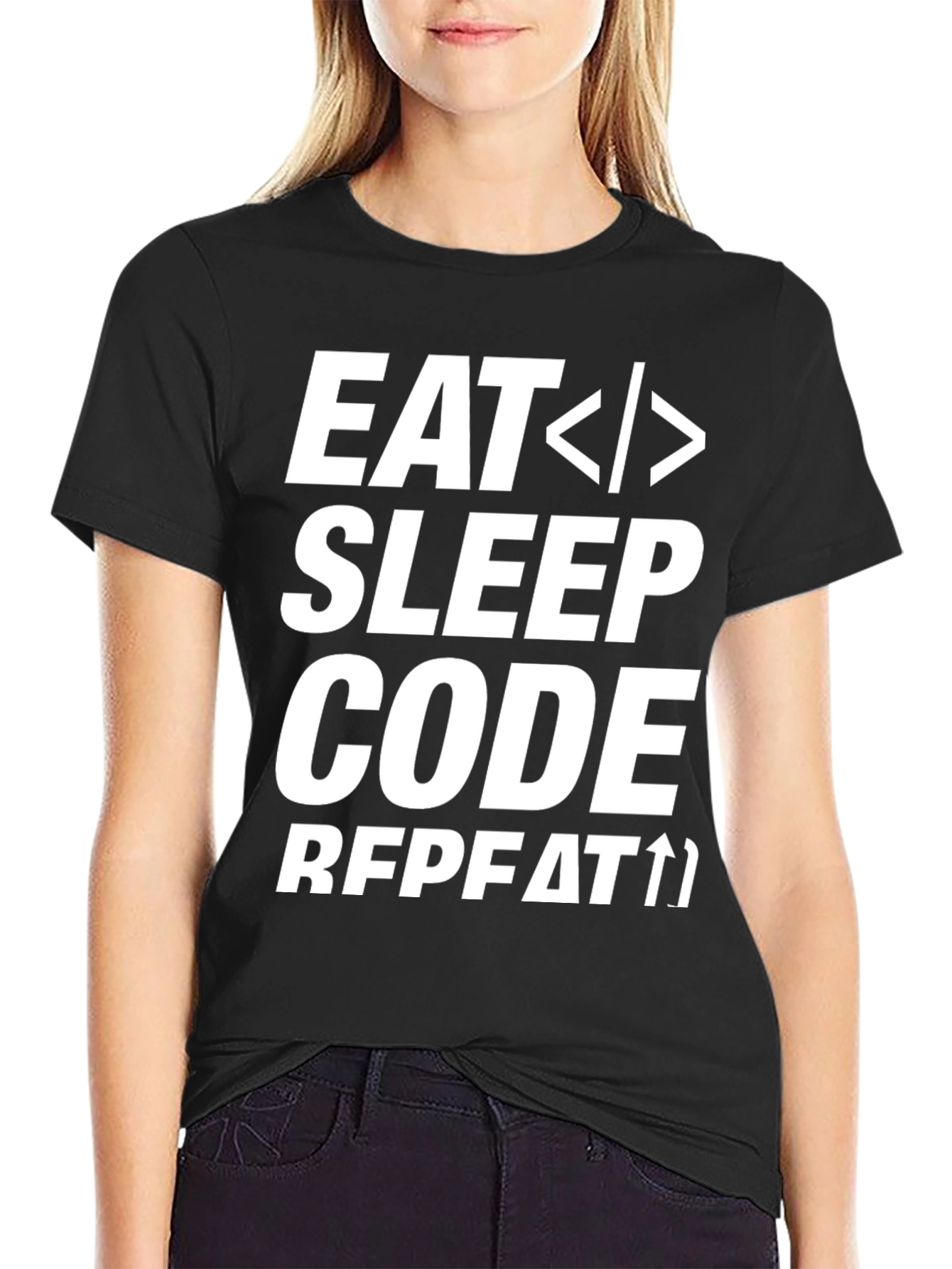 Eat Sleep Code Repeat Black Graphic Tee