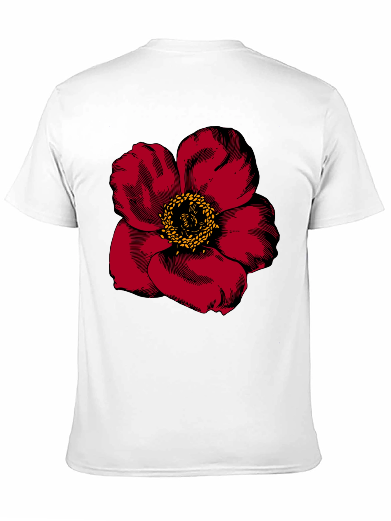 Bold Red Flower Graphic Tee - Mens Black T-Shirt