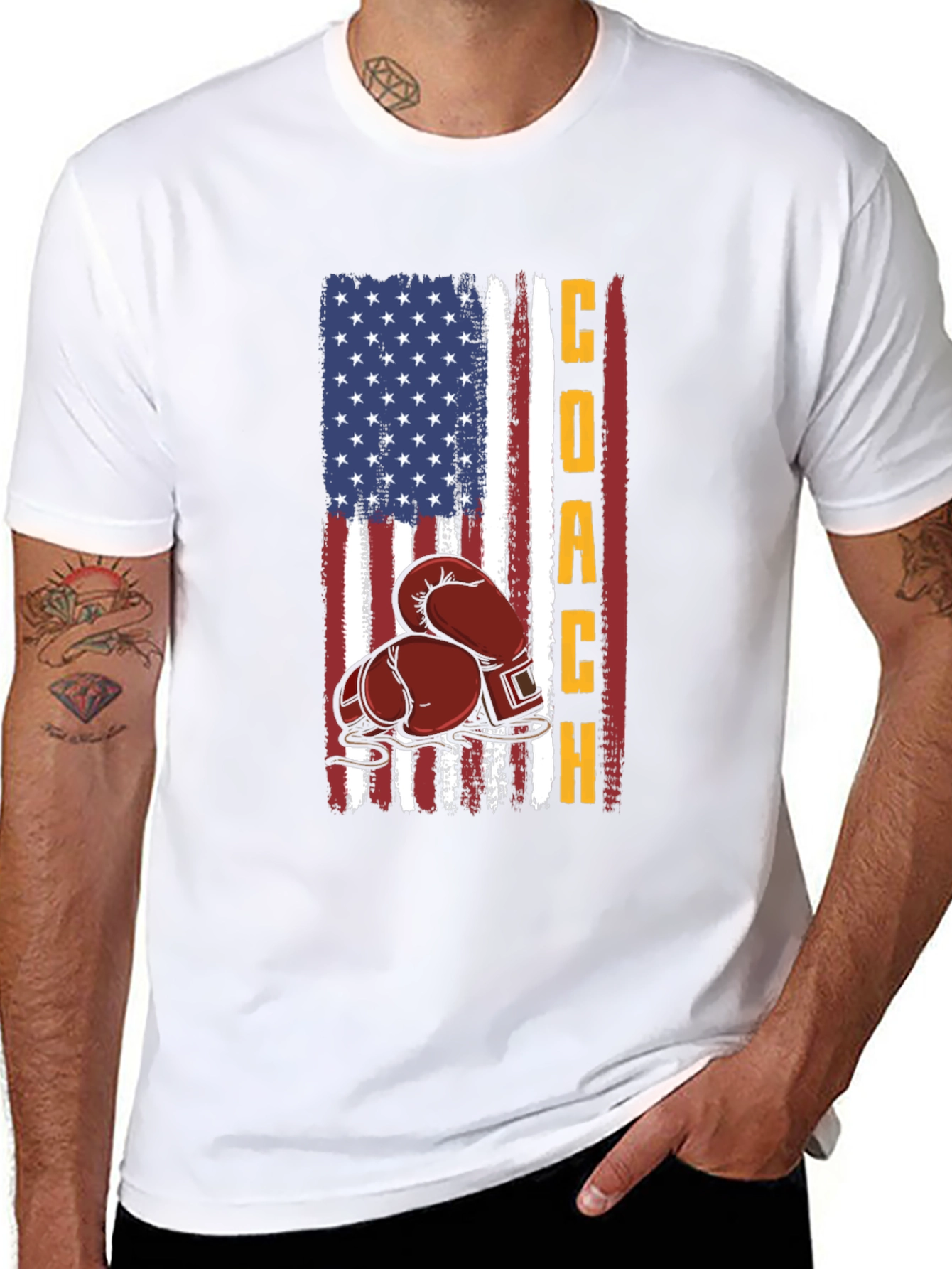 Coach Boxing T-Shirt - American Flag Design