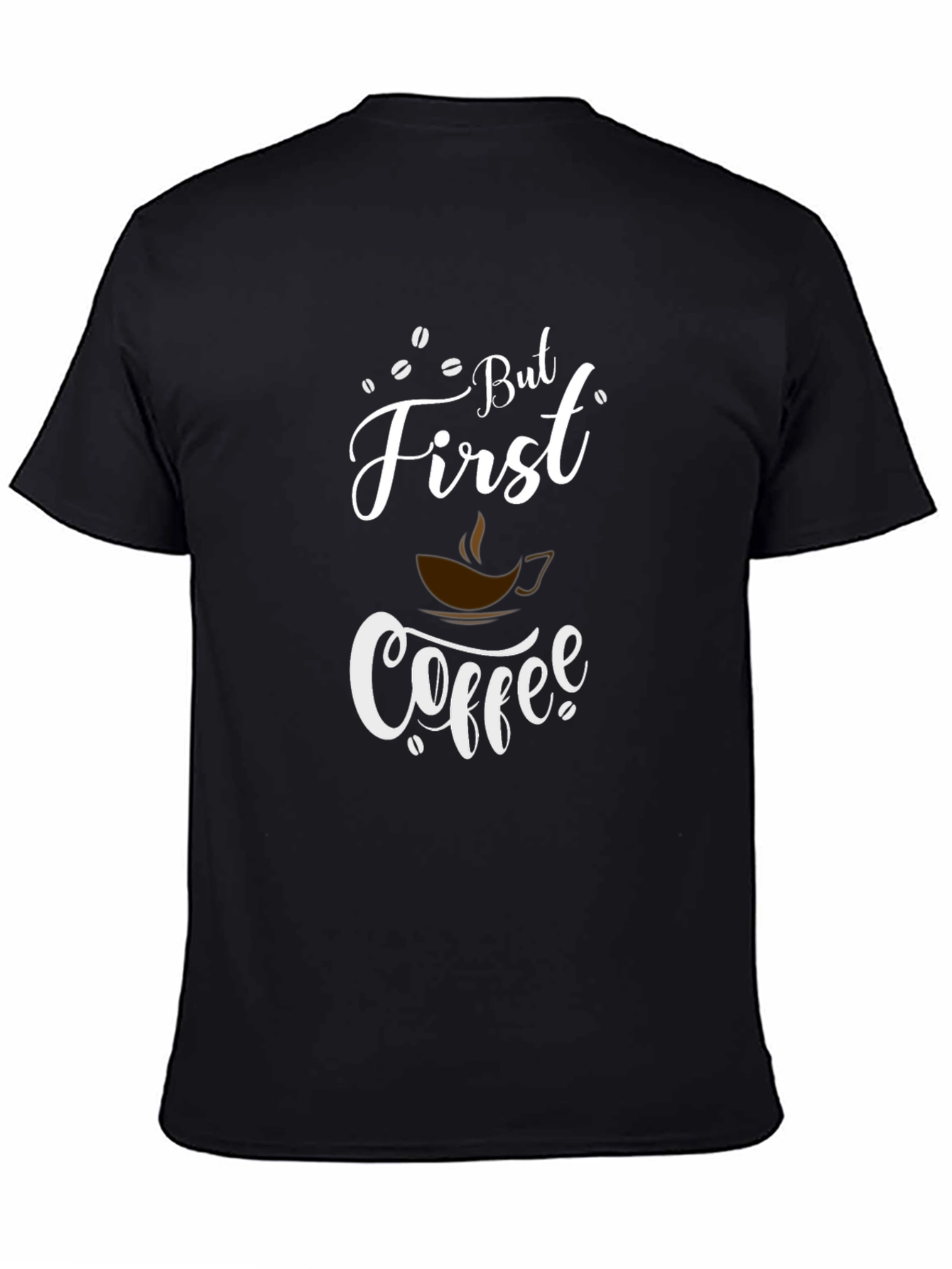 But First Coffee Graphic Tee - Black Cotton Blend
