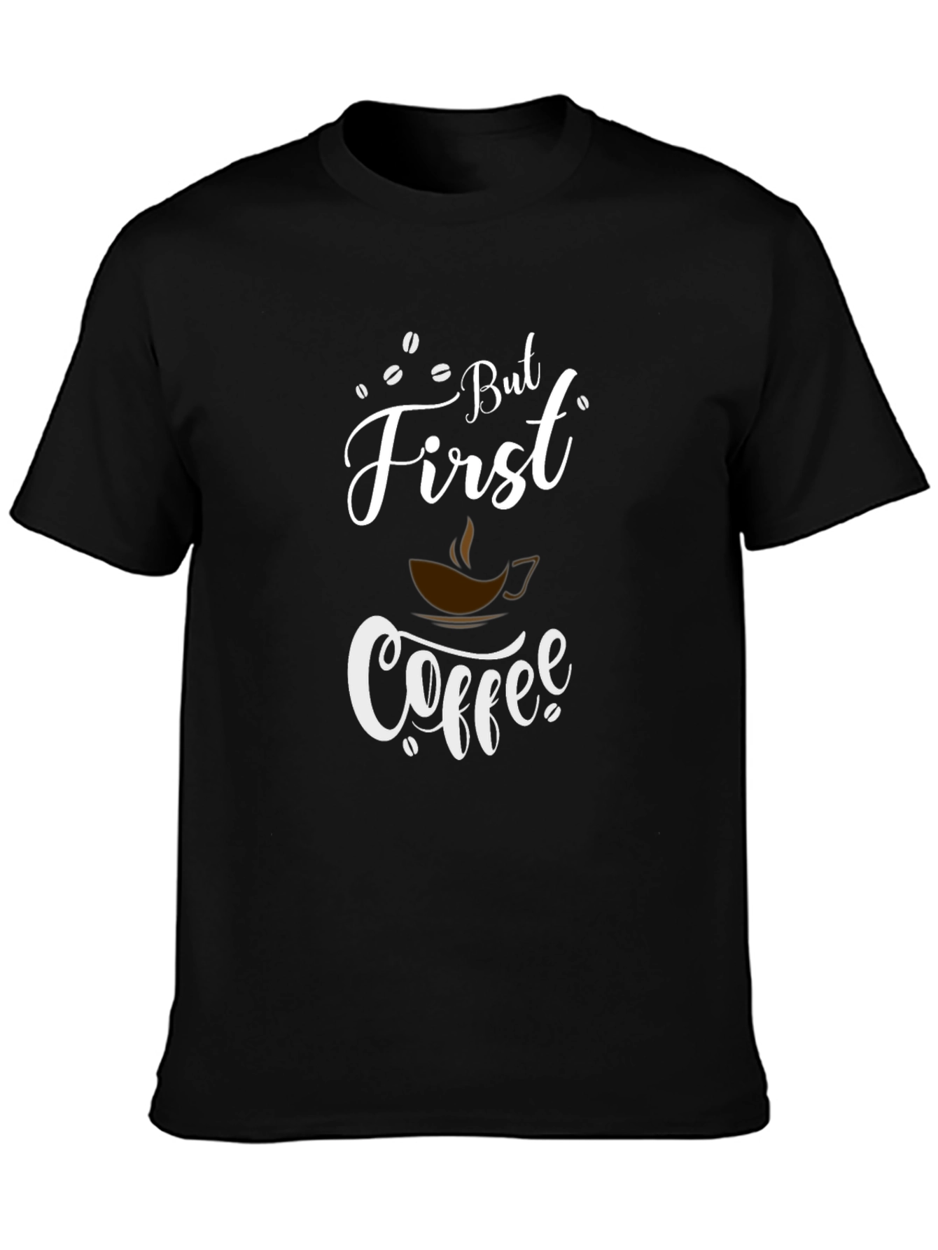 But First Coffee Graphic Tee - Black Cotton Blend