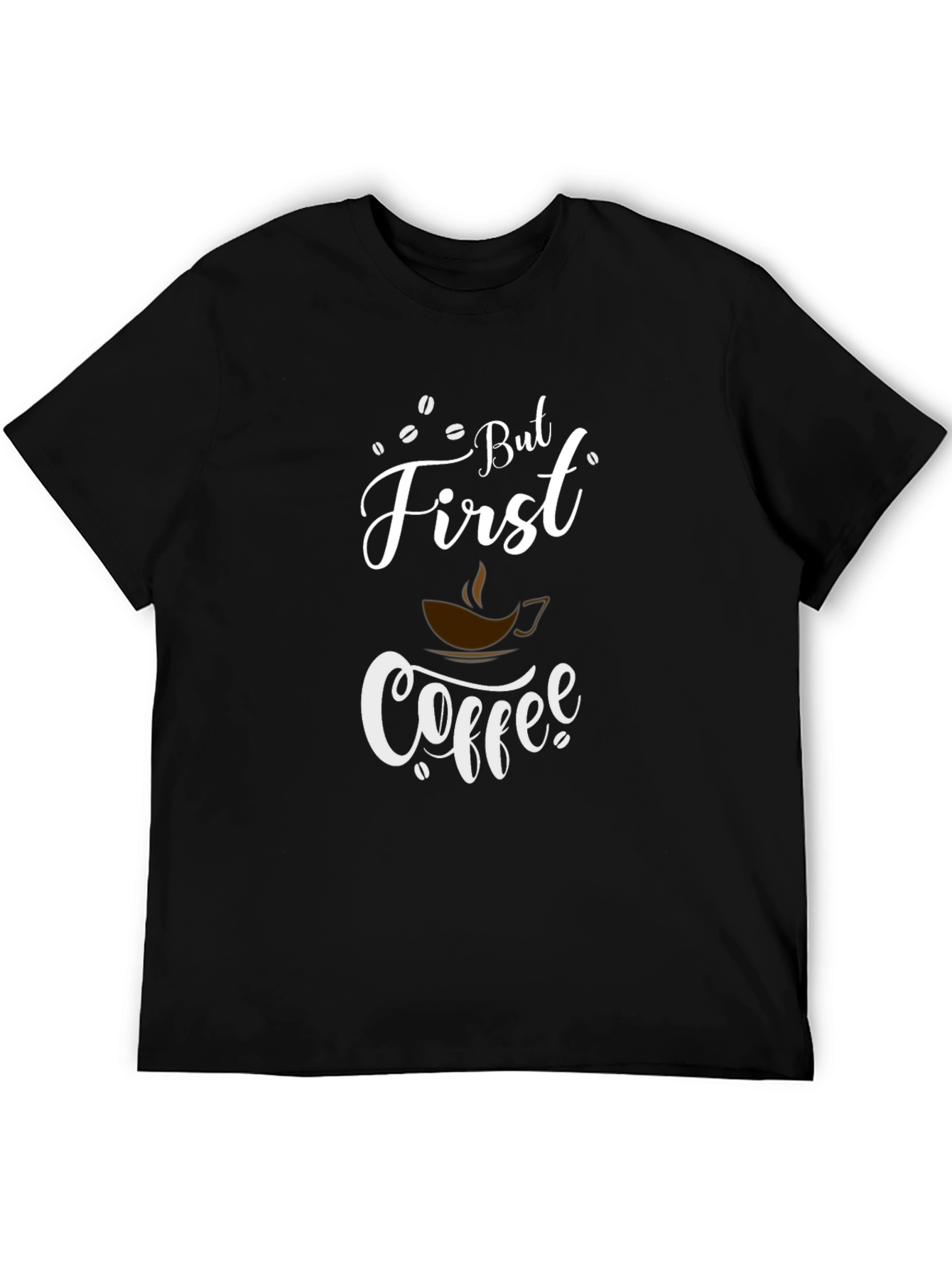 But First Coffee Graphic Tee - Black Cotton Blend