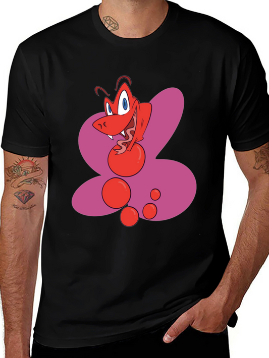 Cartoon Red Creature Black T-Shirt