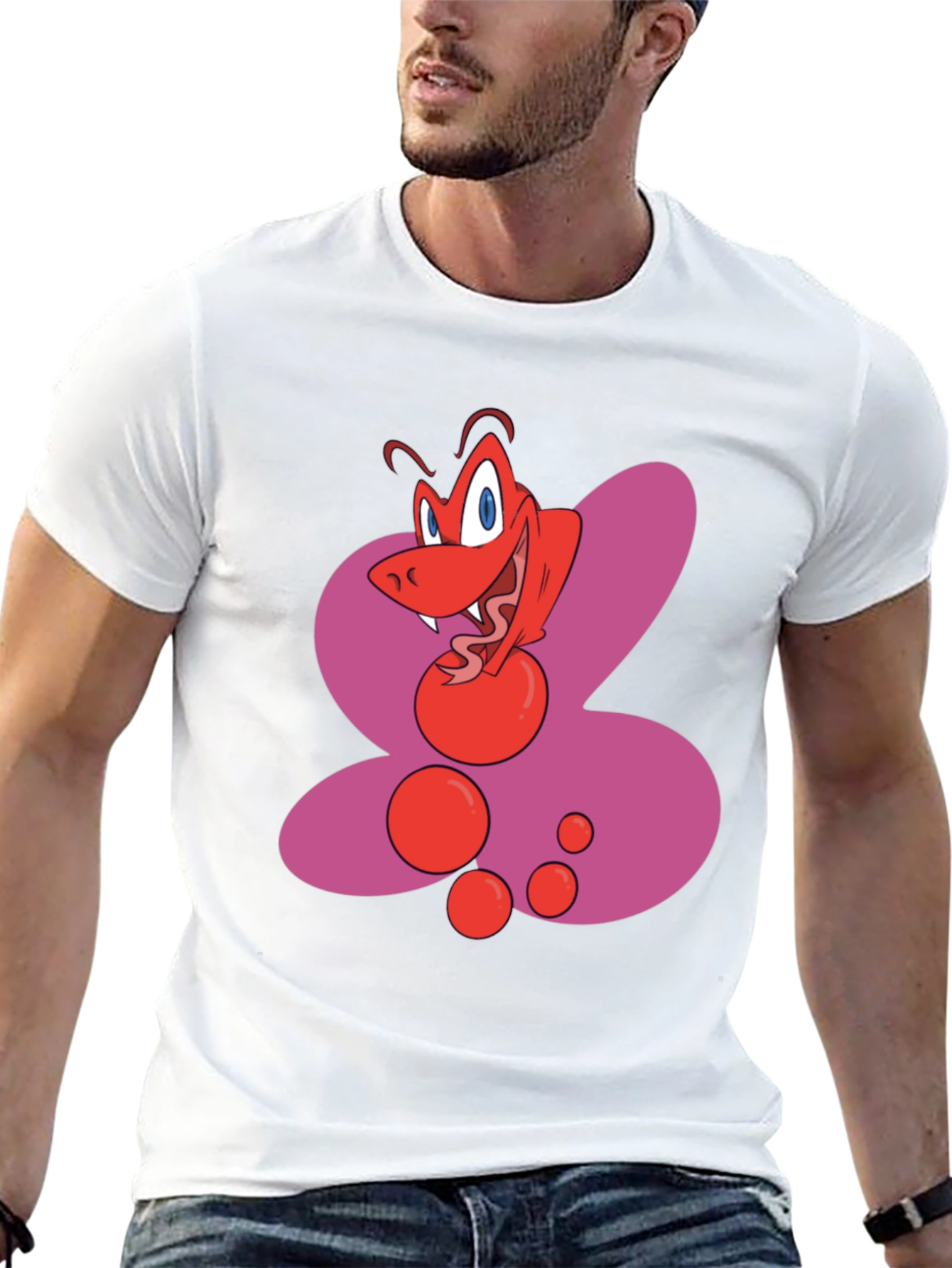 Cartoon Red Creature Black T-Shirt