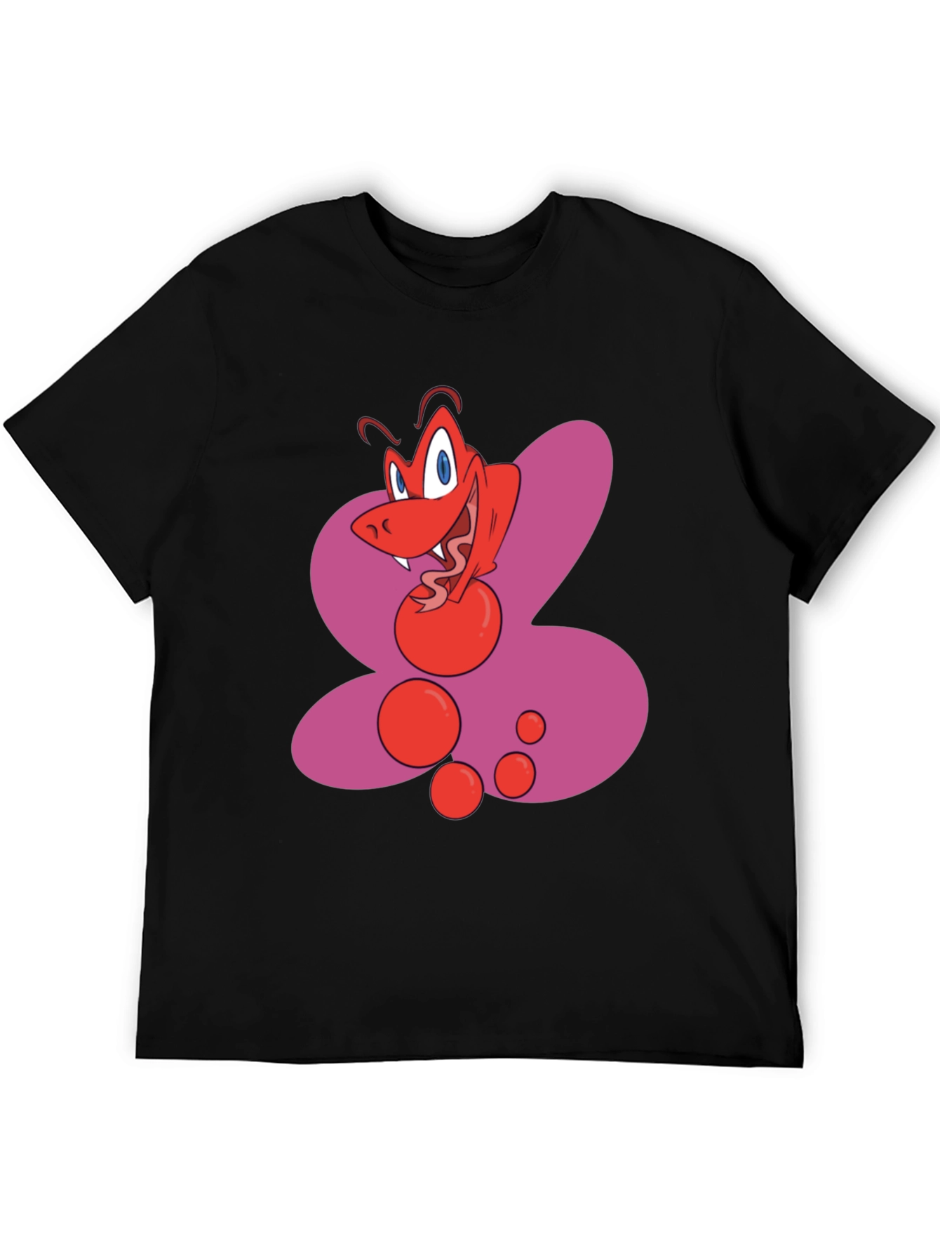 Cartoon Red Creature Black T-Shirt