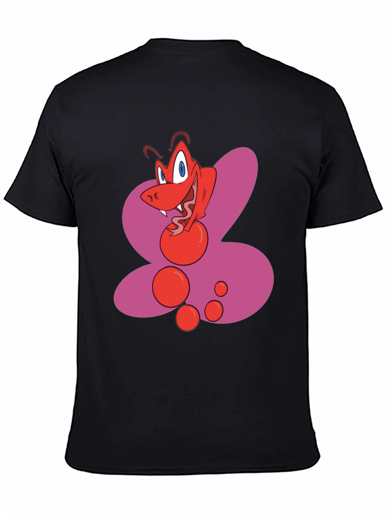 Cartoon Red Creature Black T-Shirt