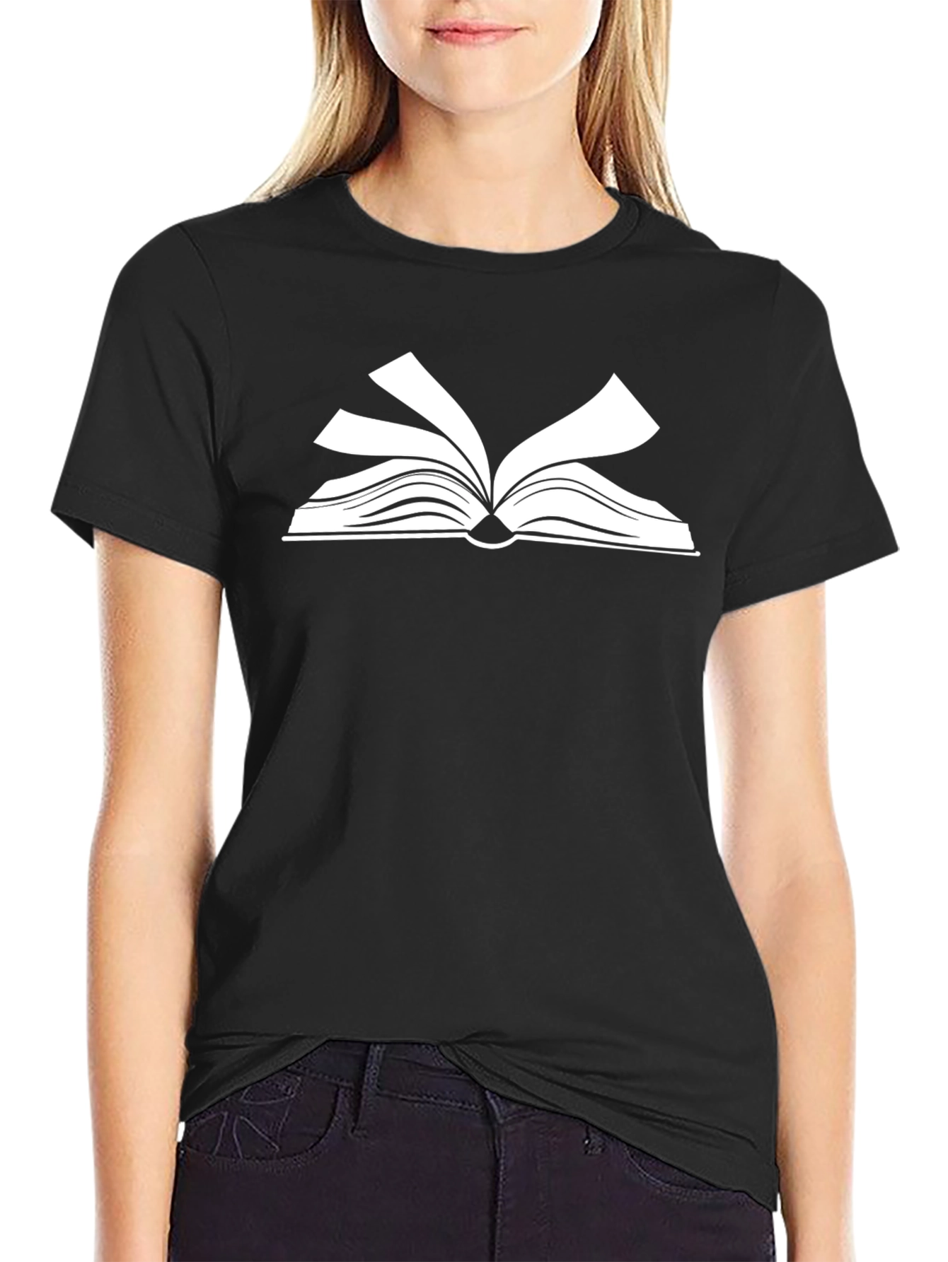 Open Book Graphic Tee - Black Cotton T-Shirt