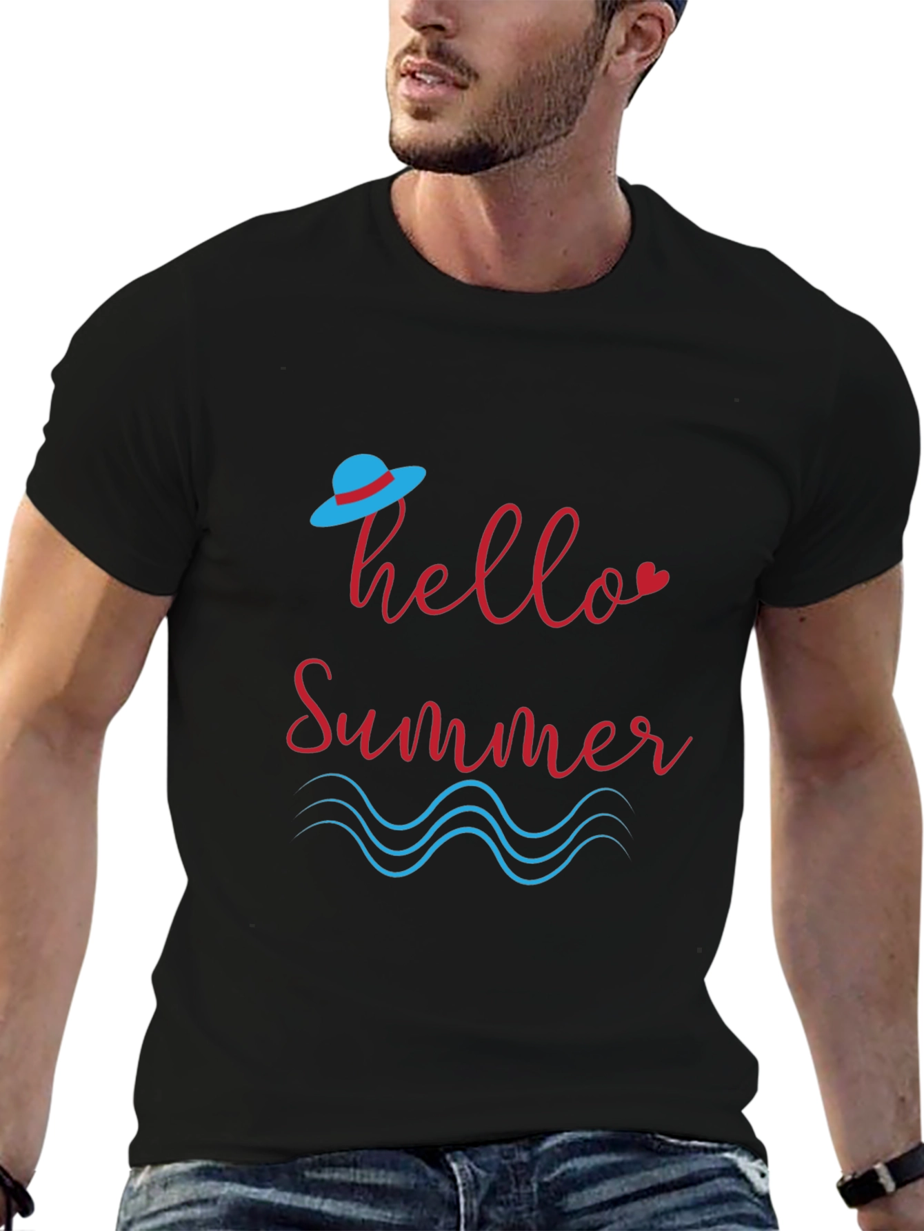 Hello Summer Graphic Black T-Shirt