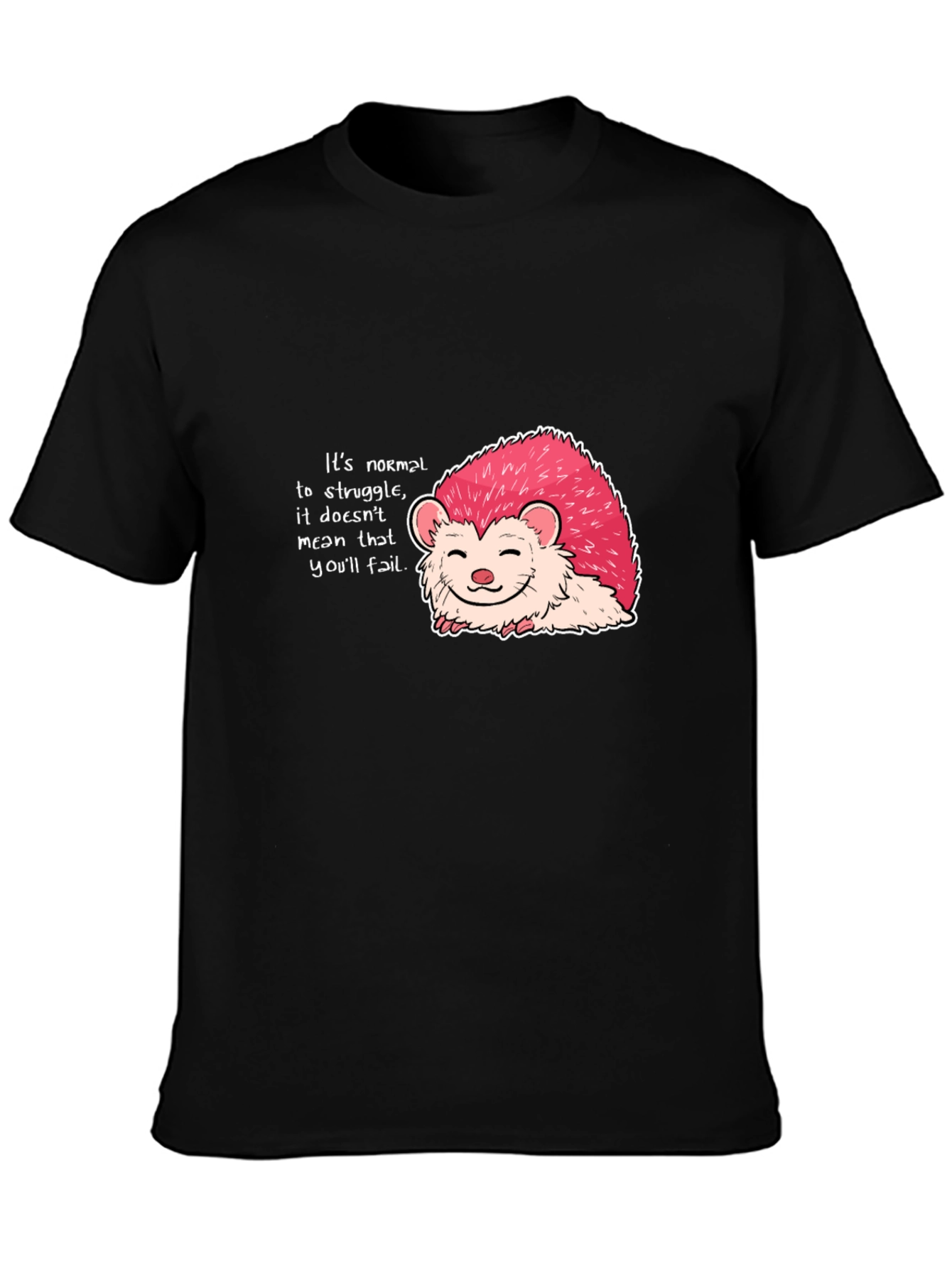 Motivational Hedgehog Graphic Tee - Black