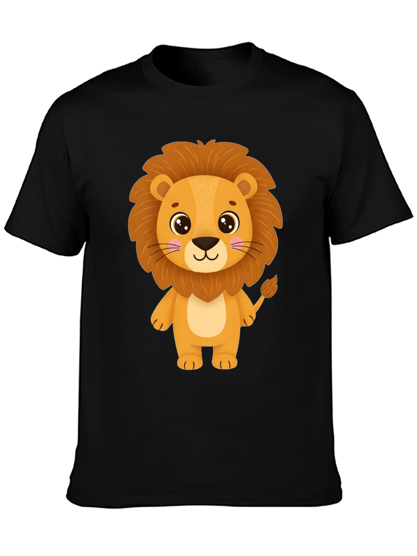 Lion Graphic Black Tee - Cute Cartoon Animal Shirt