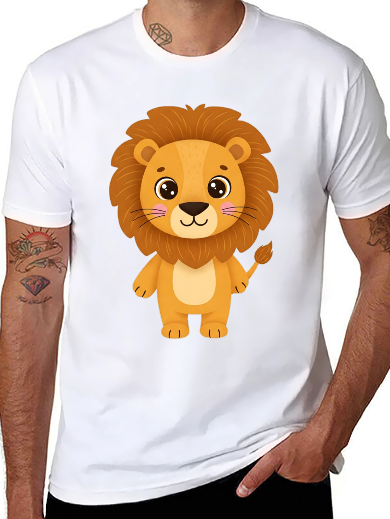 Lion Graphic Black Tee - Cute Cartoon Animal Shirt