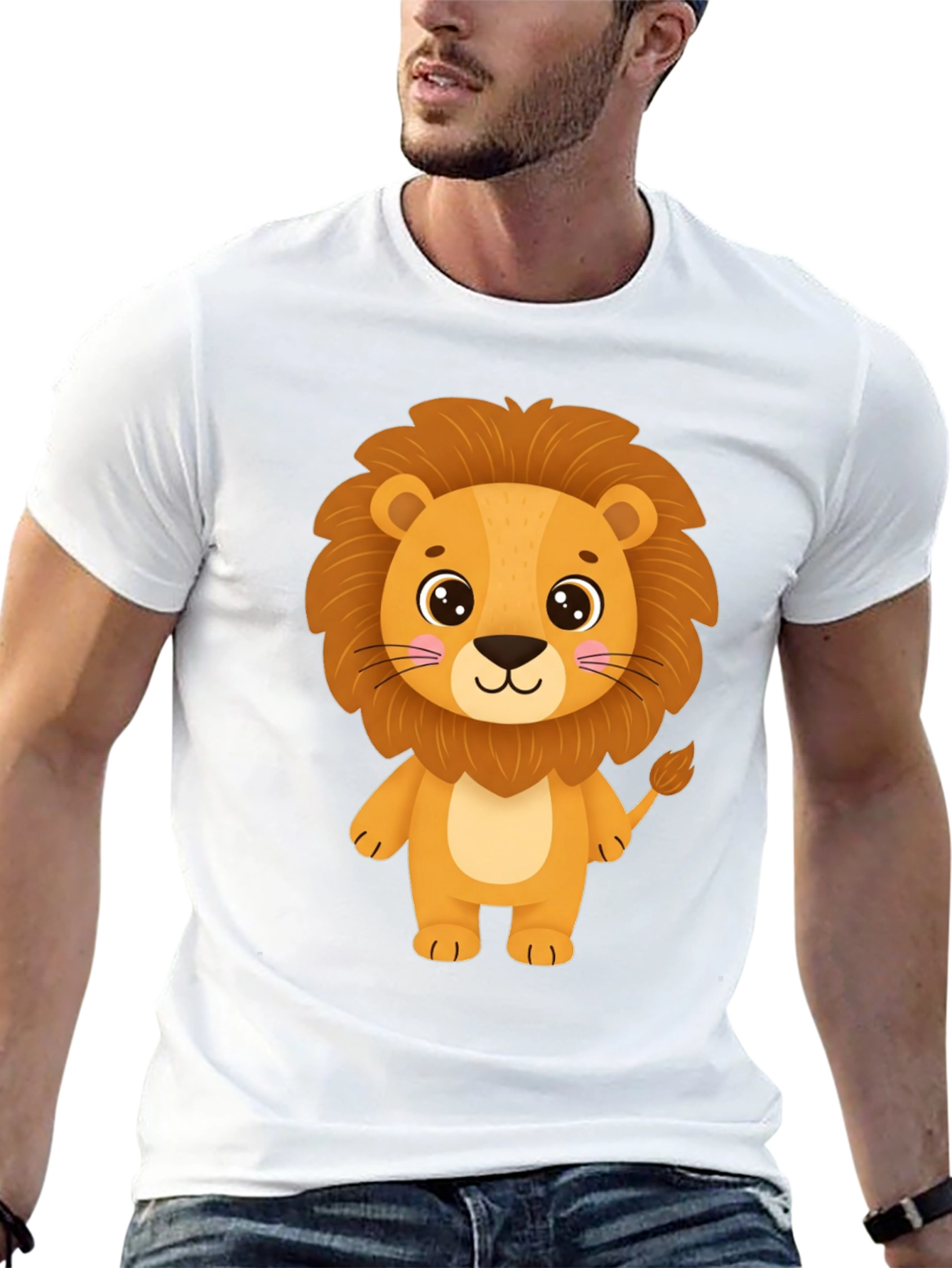 Lion Graphic Black Tee - Cute Cartoon Animal Shirt