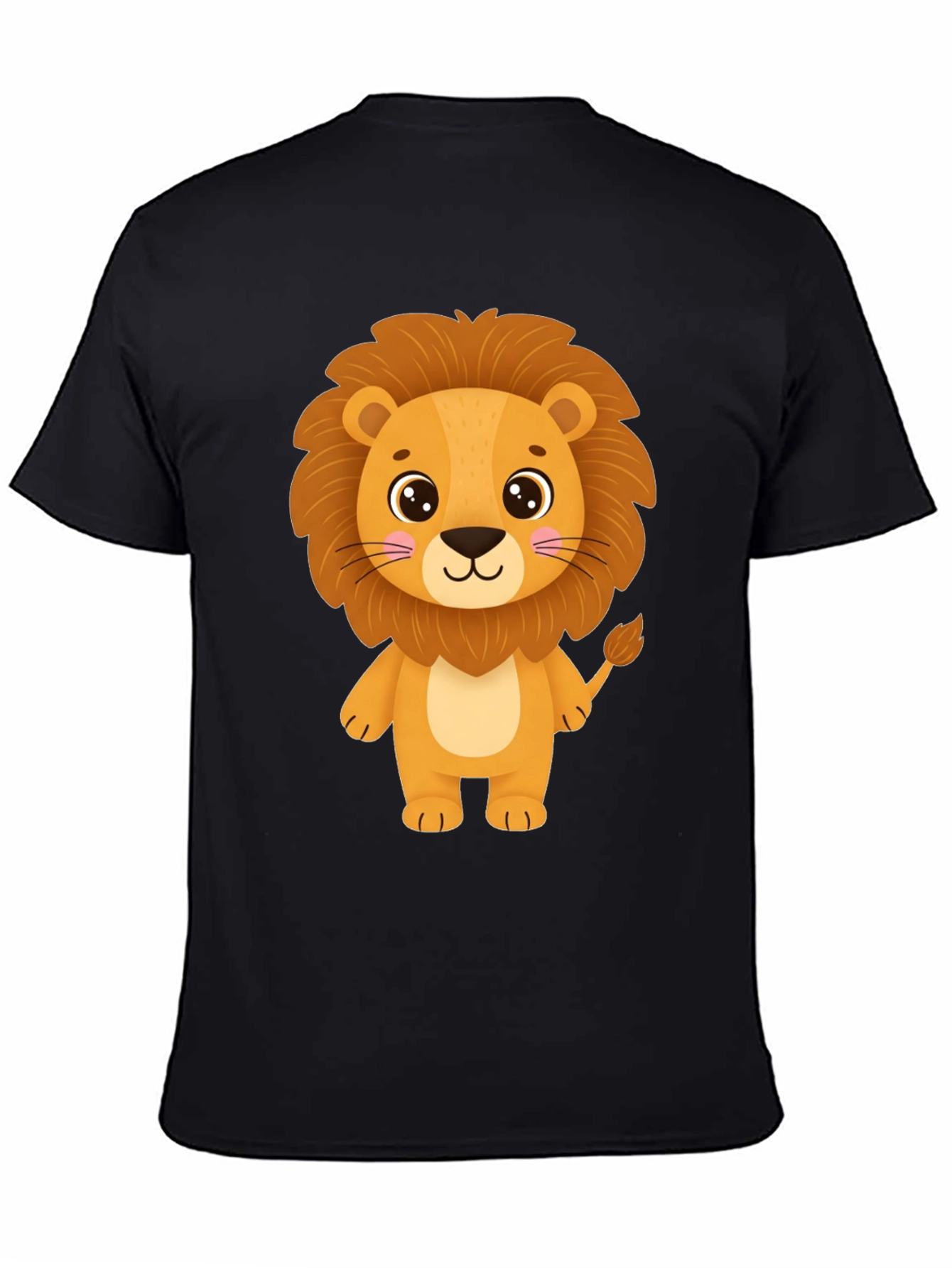 Lion Graphic Black Tee - Cute Cartoon Animal Shirt