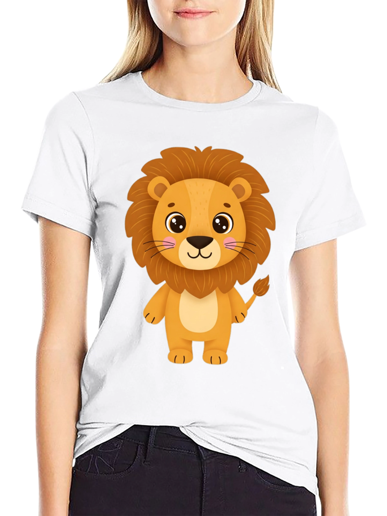Lion Graphic Black Tee - Cute Cartoon Animal Shirt