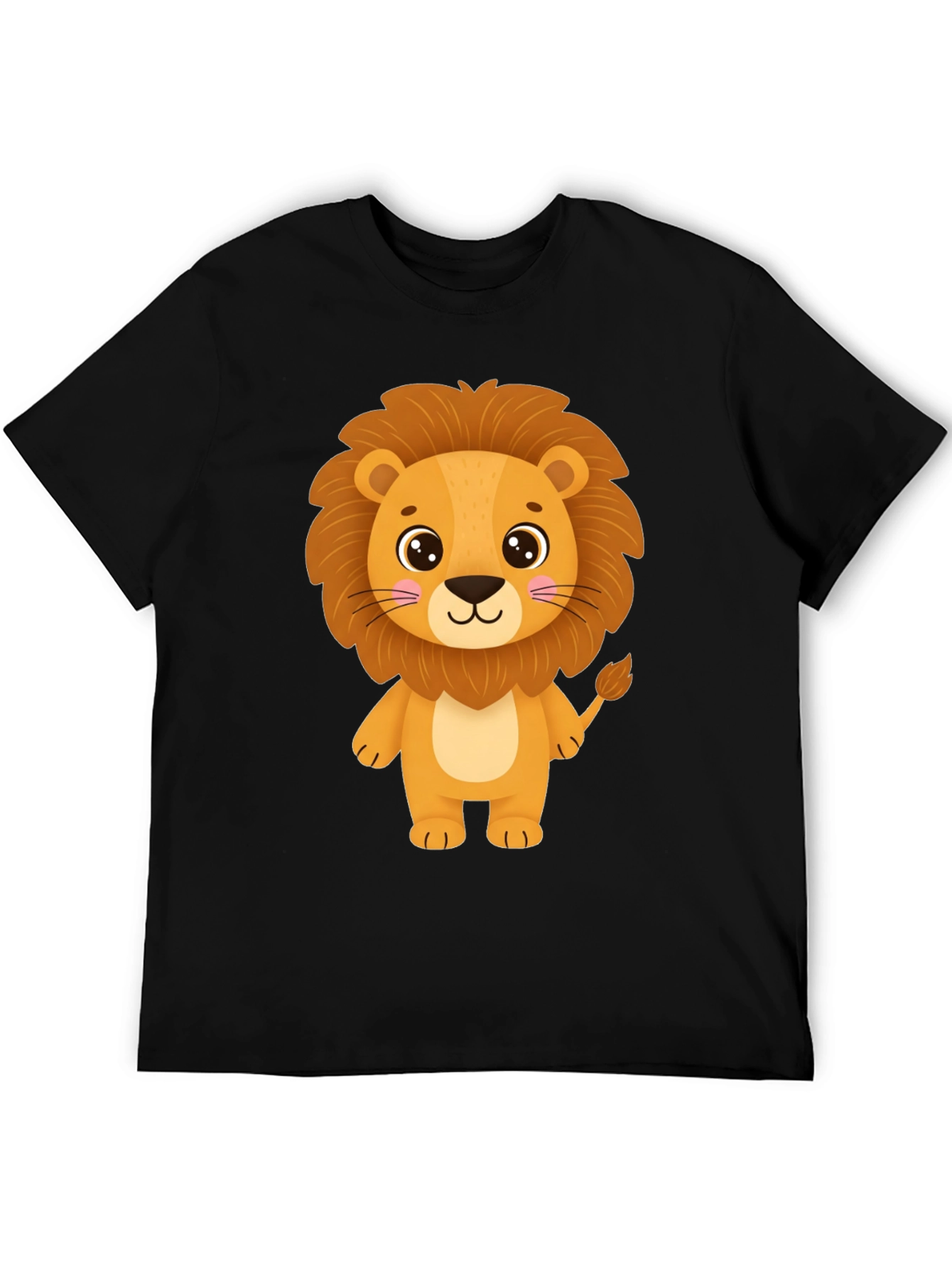 Lion Graphic Black Tee - Cute Cartoon Animal Shirt