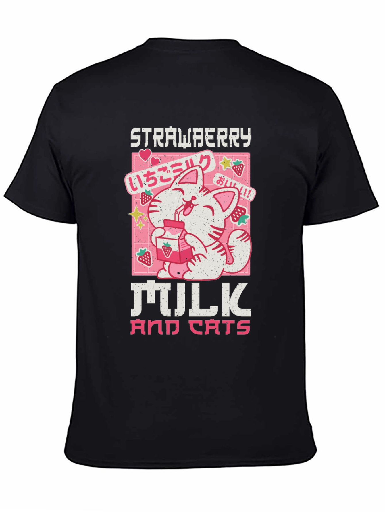 Strawberry Milk and Cats T-Shirt - Anime Kawaii Tee