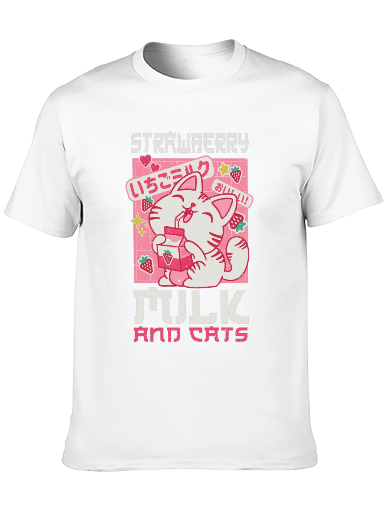 Strawberry Milk and Cats T-Shirt - Anime Kawaii Tee
