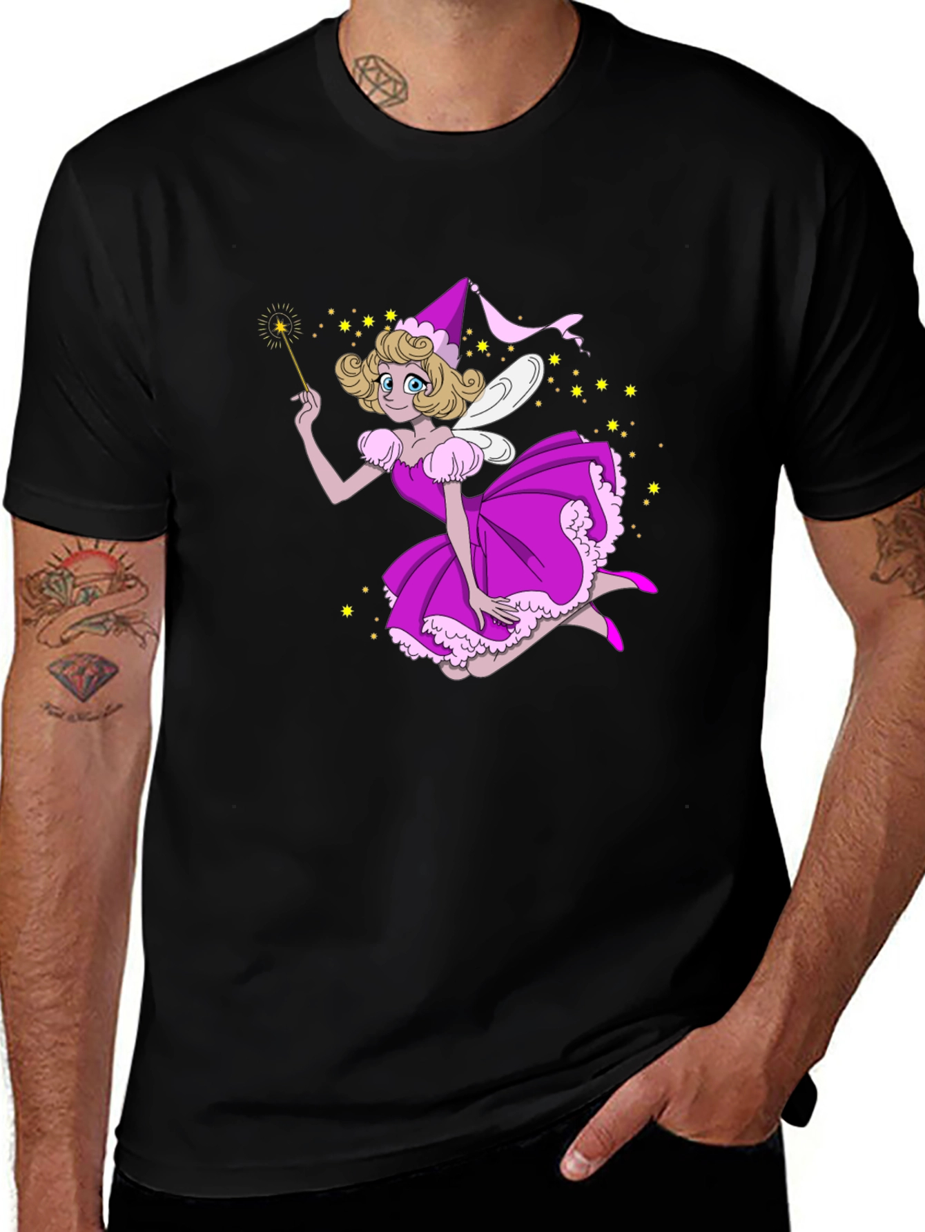 Fairy T-Shirt - Black Cotton Fun Design