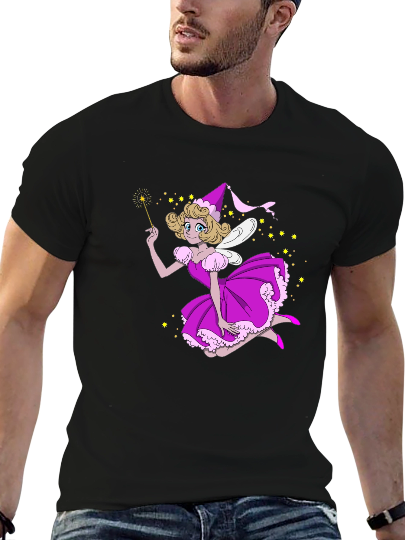 Fairy T-Shirt - Black Cotton Fun Design