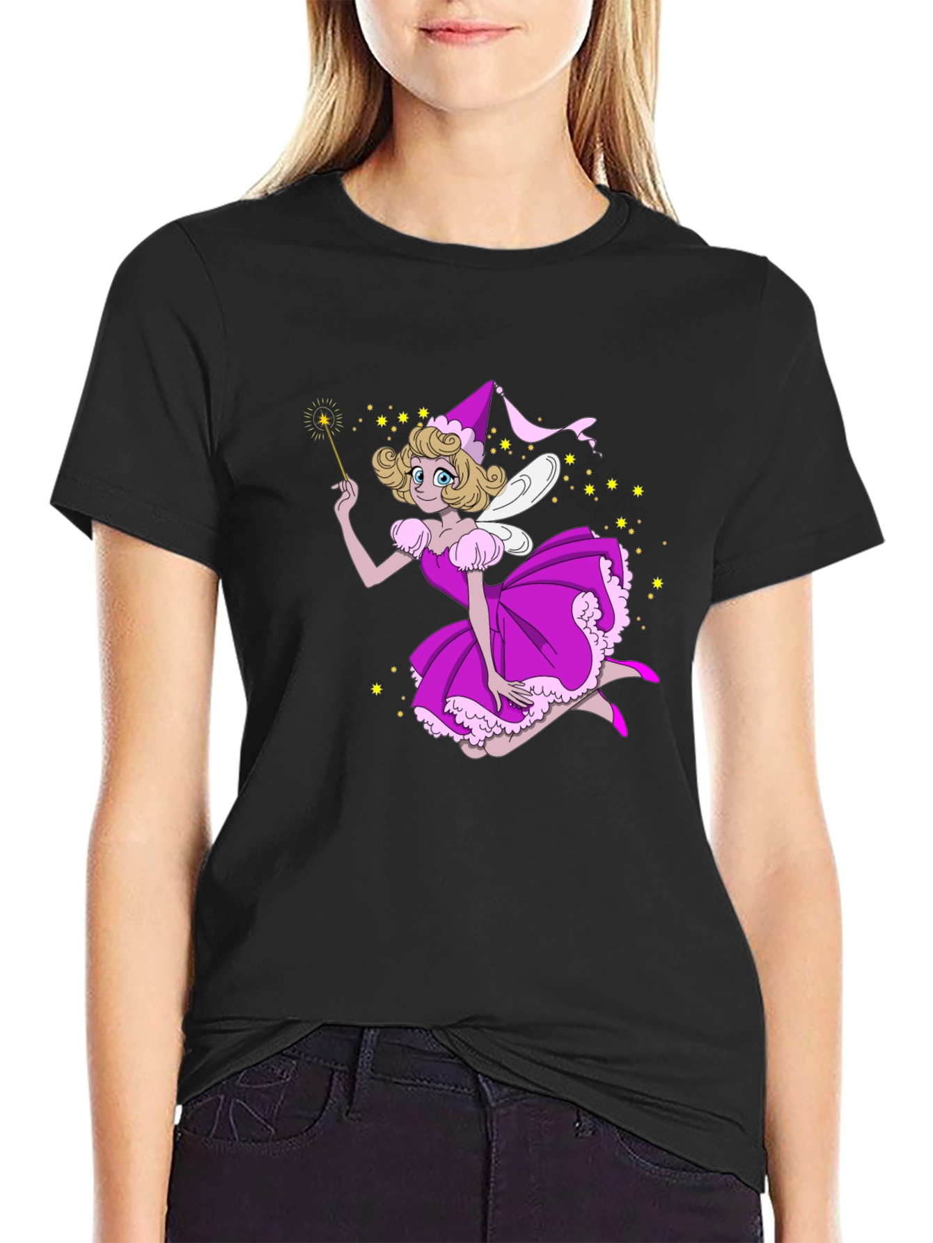 Fairy T-Shirt - Black Cotton Fun Design