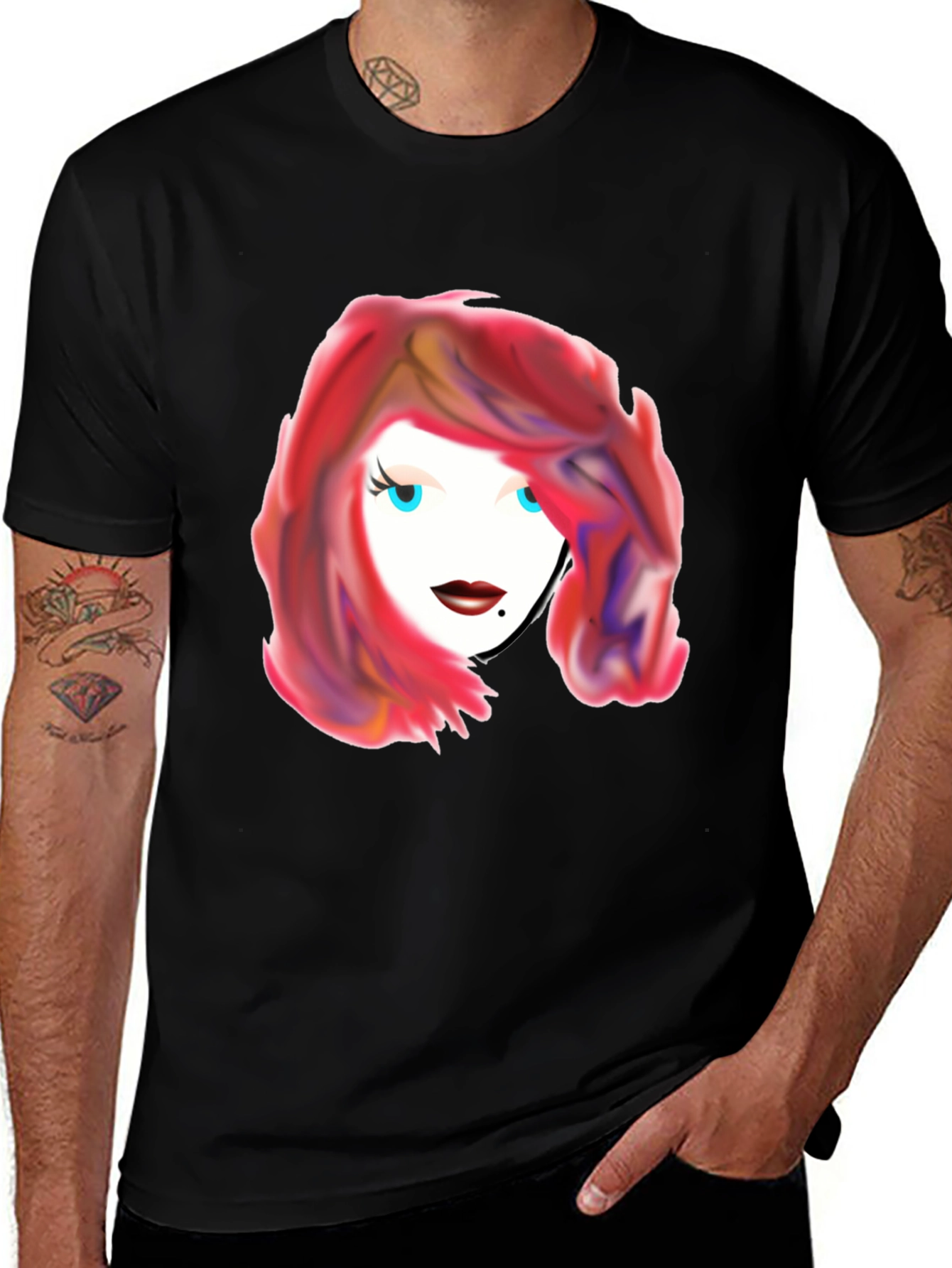 Stylish Graphic Tee - Woman with Red Hair