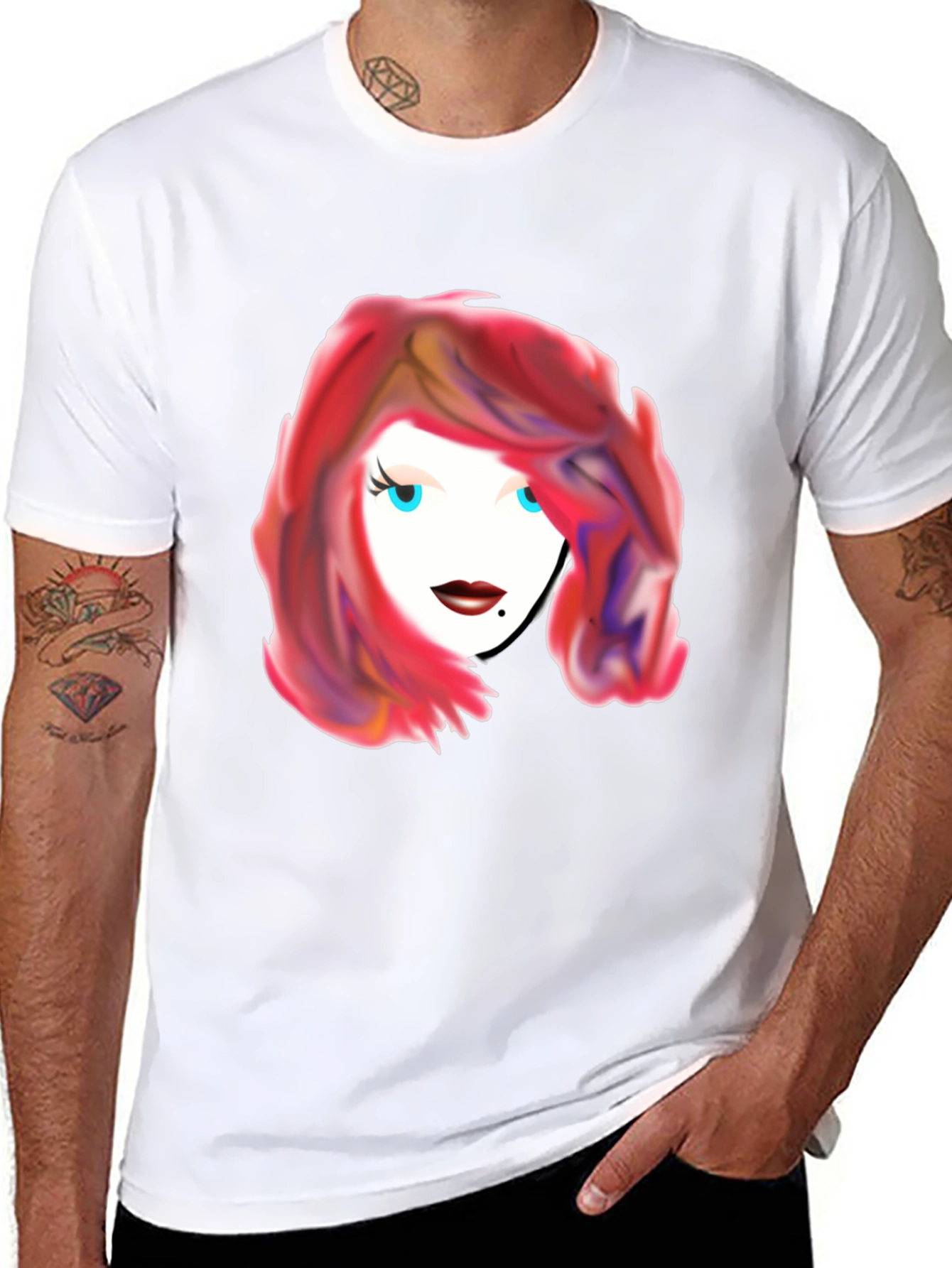 Stylish Graphic Tee - Woman with Red Hair