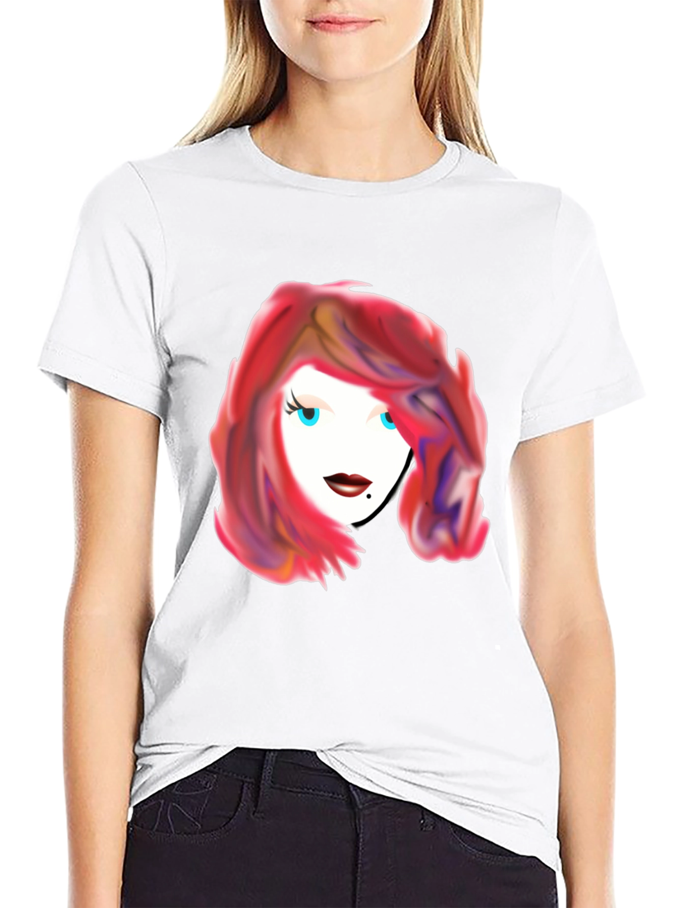 Stylish Graphic Tee - Woman with Red Hair
