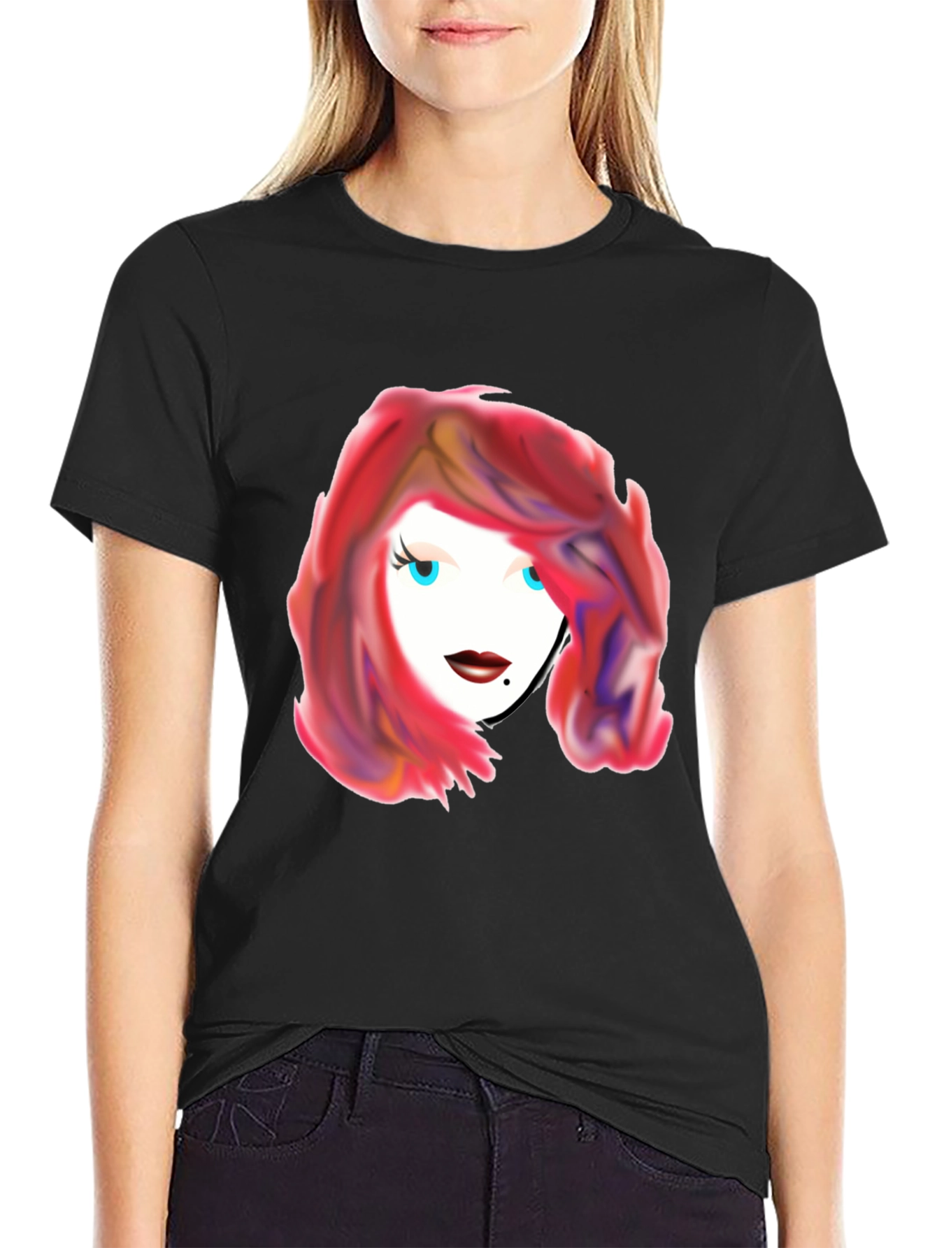 Stylish Graphic Tee - Woman with Red Hair