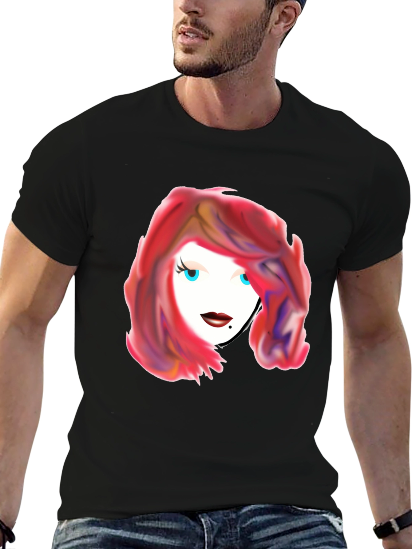 Stylish Graphic Tee - Woman with Red Hair