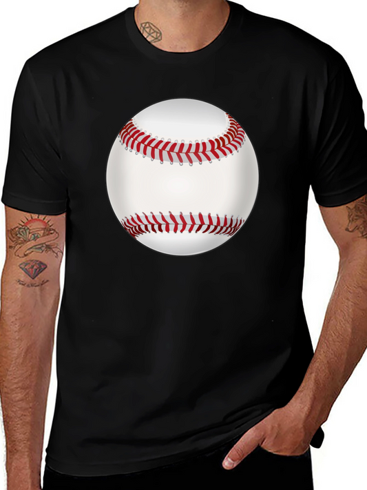 Baseball Graphic Tee - Black Cotton Casual Shirt