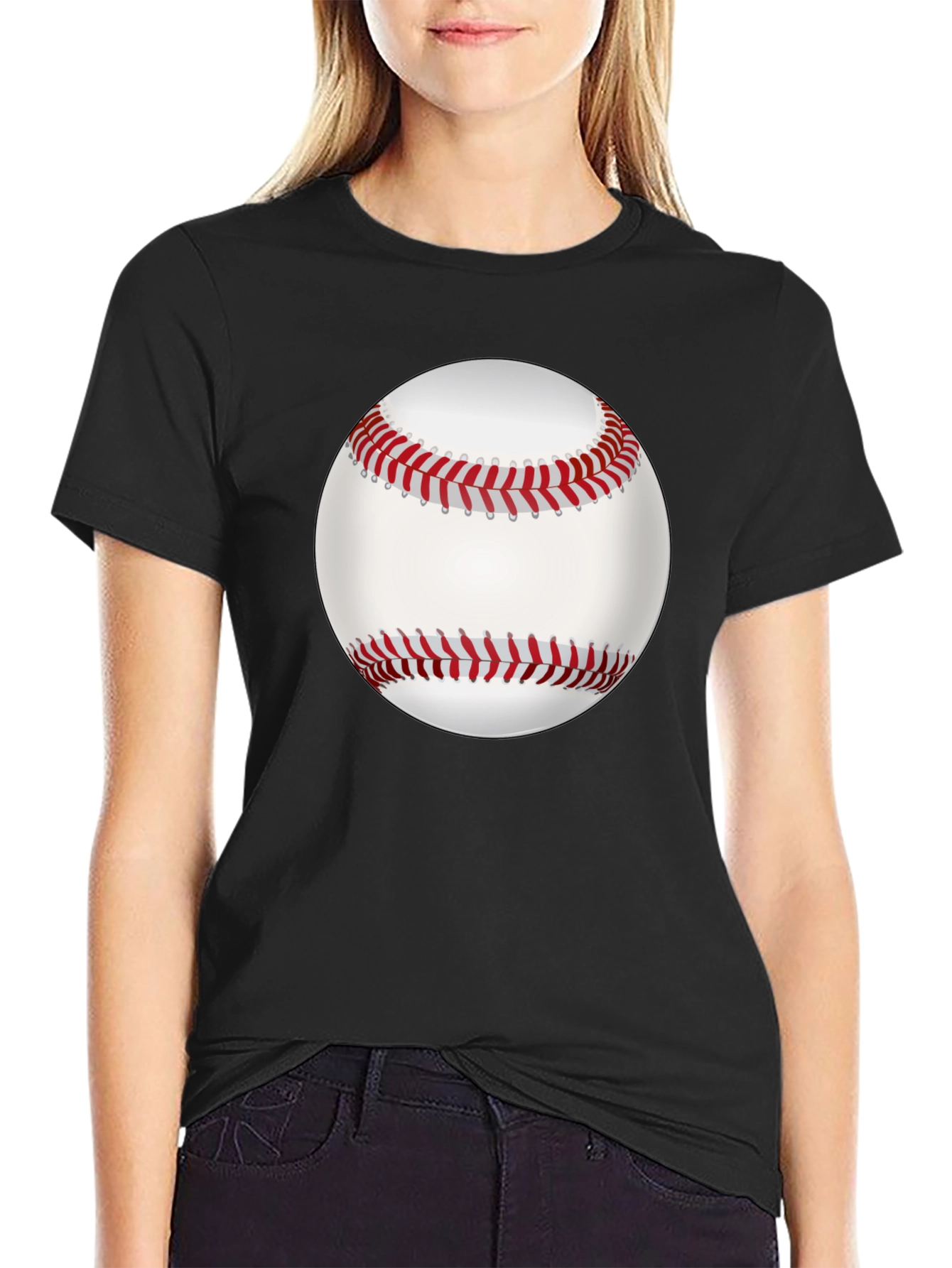 Baseball Graphic Tee - Black Cotton Casual Shirt