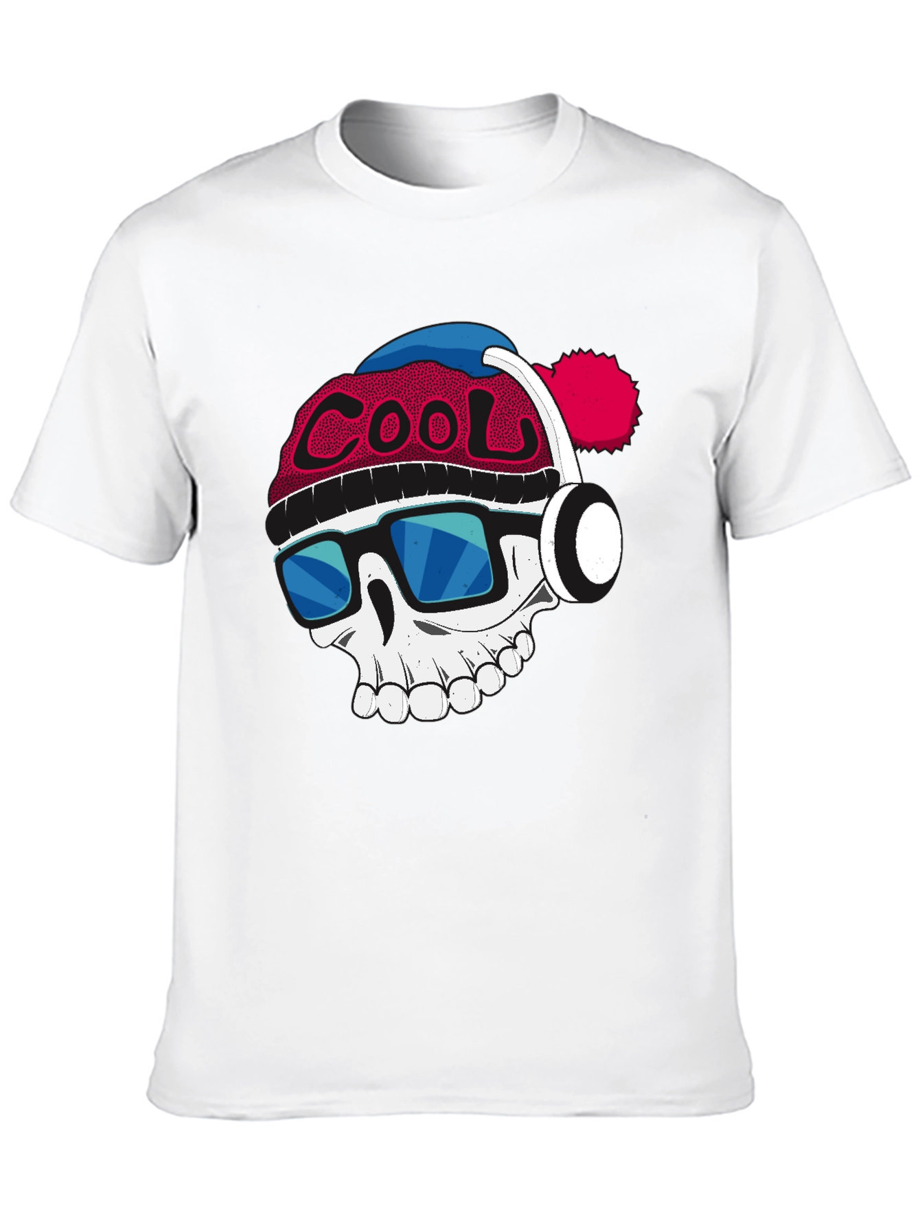 Cool Skull Graphic Tee - Mens Black Cotton T-Shirt
