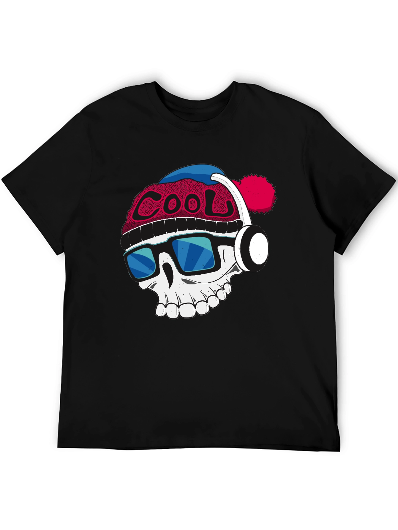 Cool Skull Graphic Tee - Mens Black Cotton T-Shirt