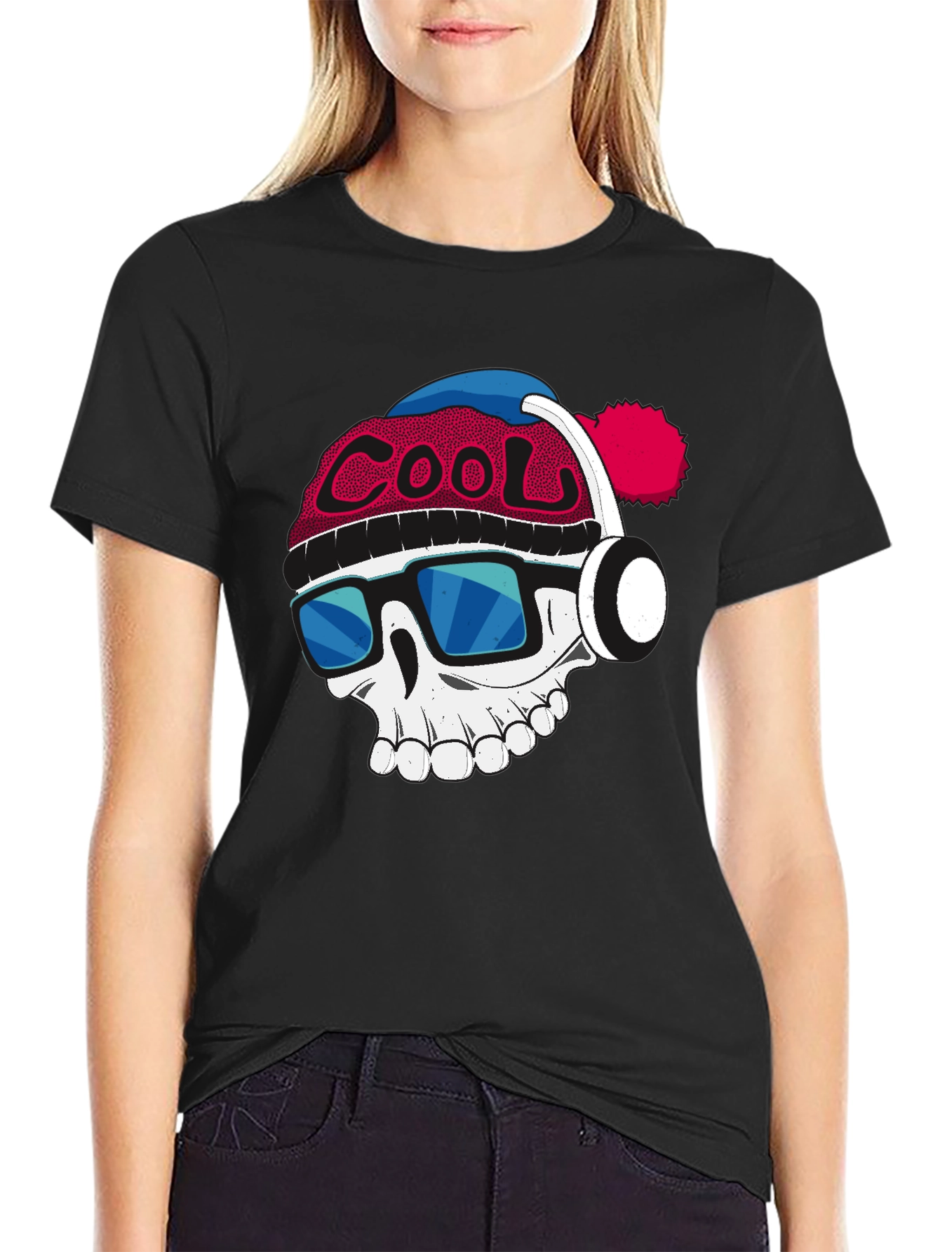 Cool Skull Graphic Tee - Mens Black Cotton T-Shirt