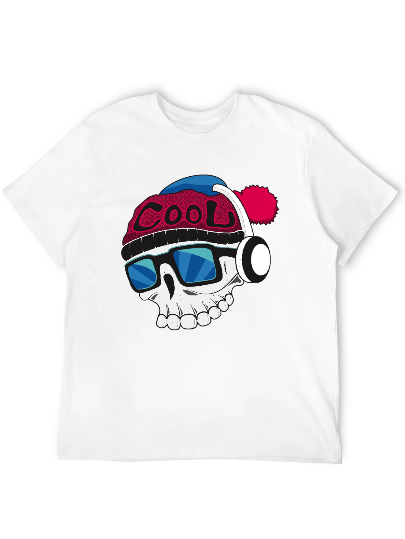 Cool Skull Graphic Tee - Mens Black Cotton T-Shirt