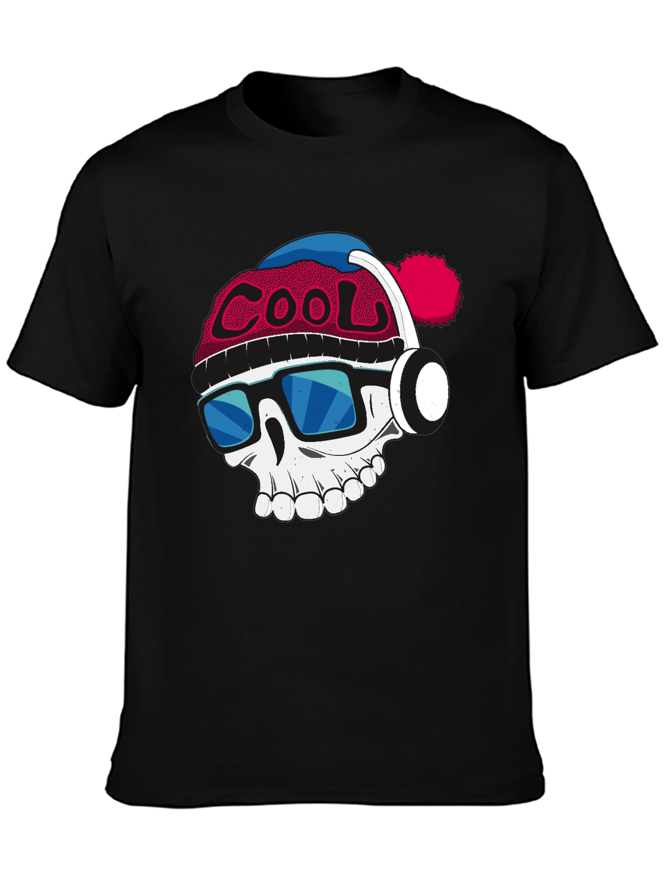 Cool Skull Graphic Tee - Mens Black Cotton T-Shirt