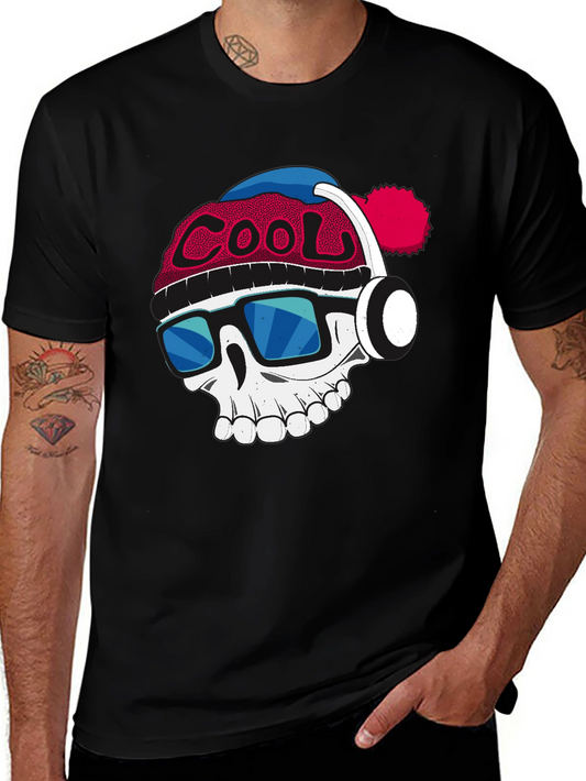 Cool Skull Graphic Tee - Mens Black Cotton T-Shirt