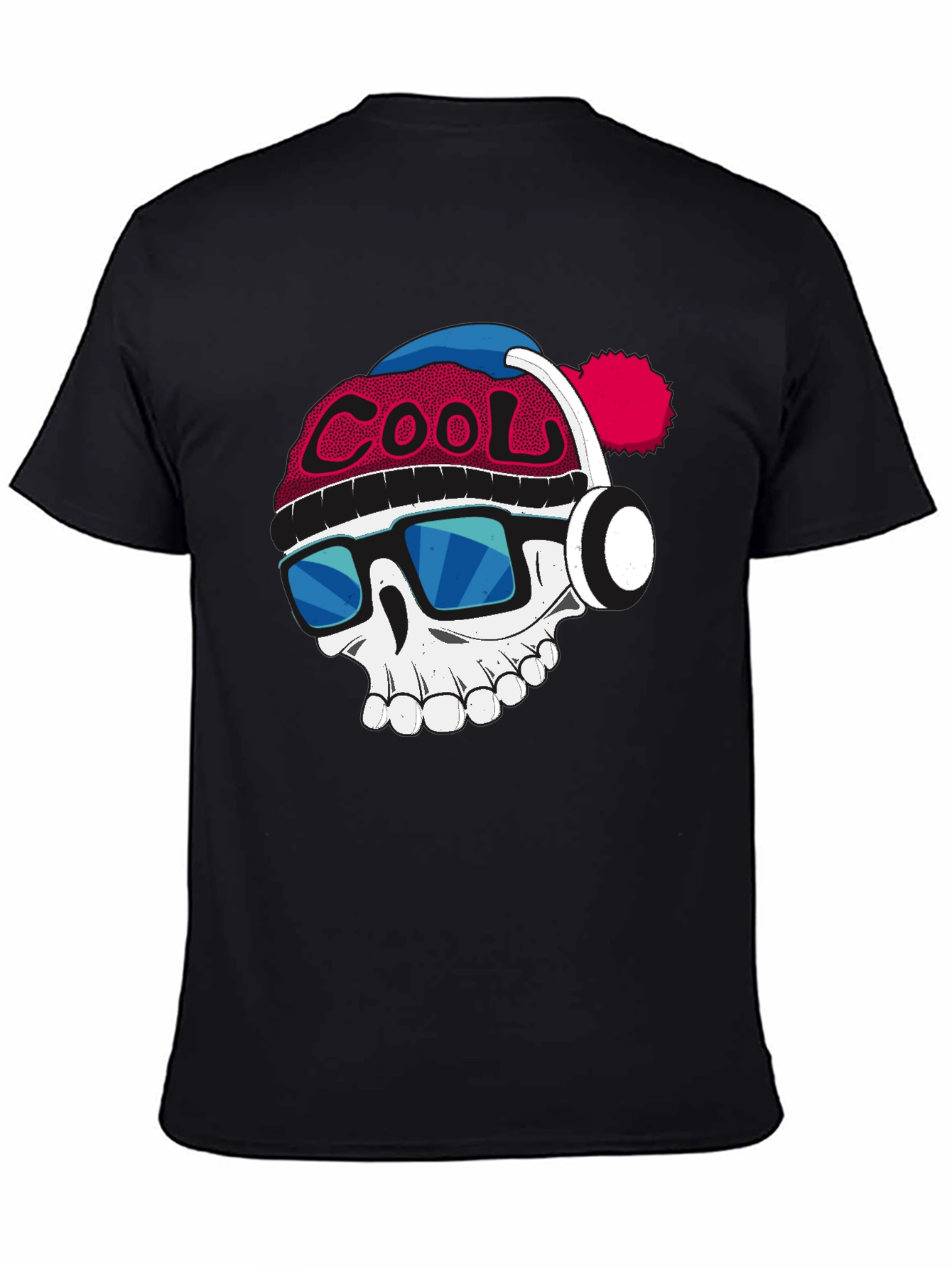 Cool Skull Graphic Tee - Mens Black Cotton T-Shirt
