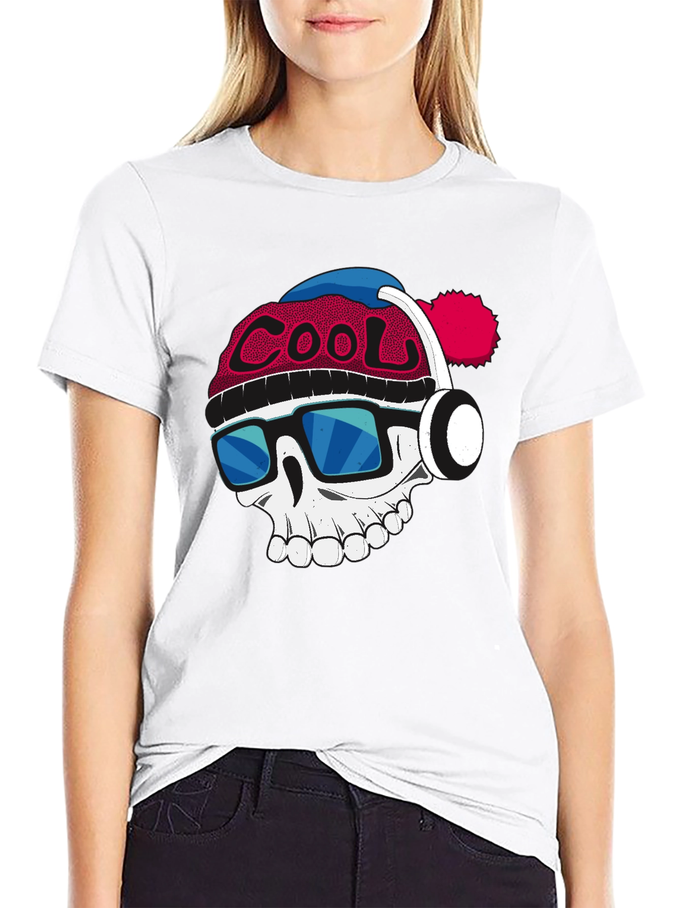 Cool Skull Graphic Tee - Mens Black Cotton T-Shirt