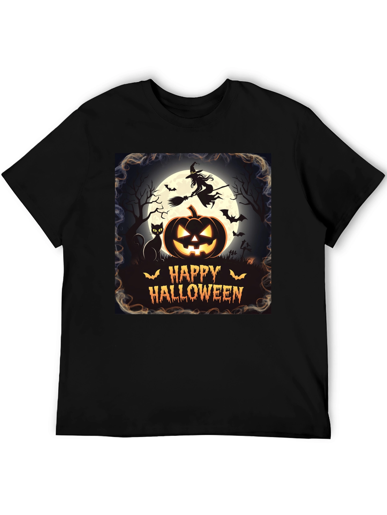 Halloween T-Shirt Witch Cat Pumpkin Design