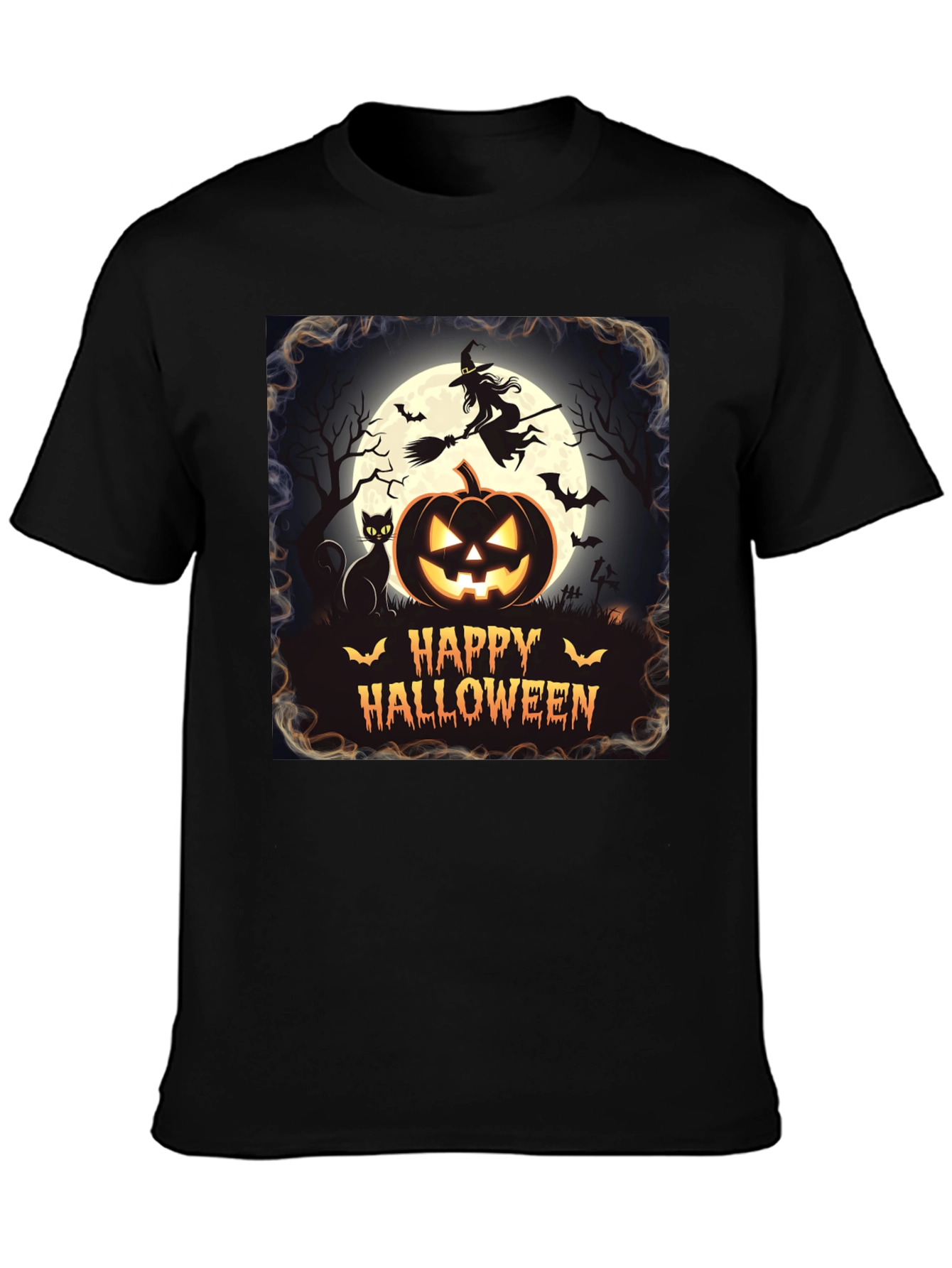 Halloween T-Shirt Witch Cat Pumpkin Design